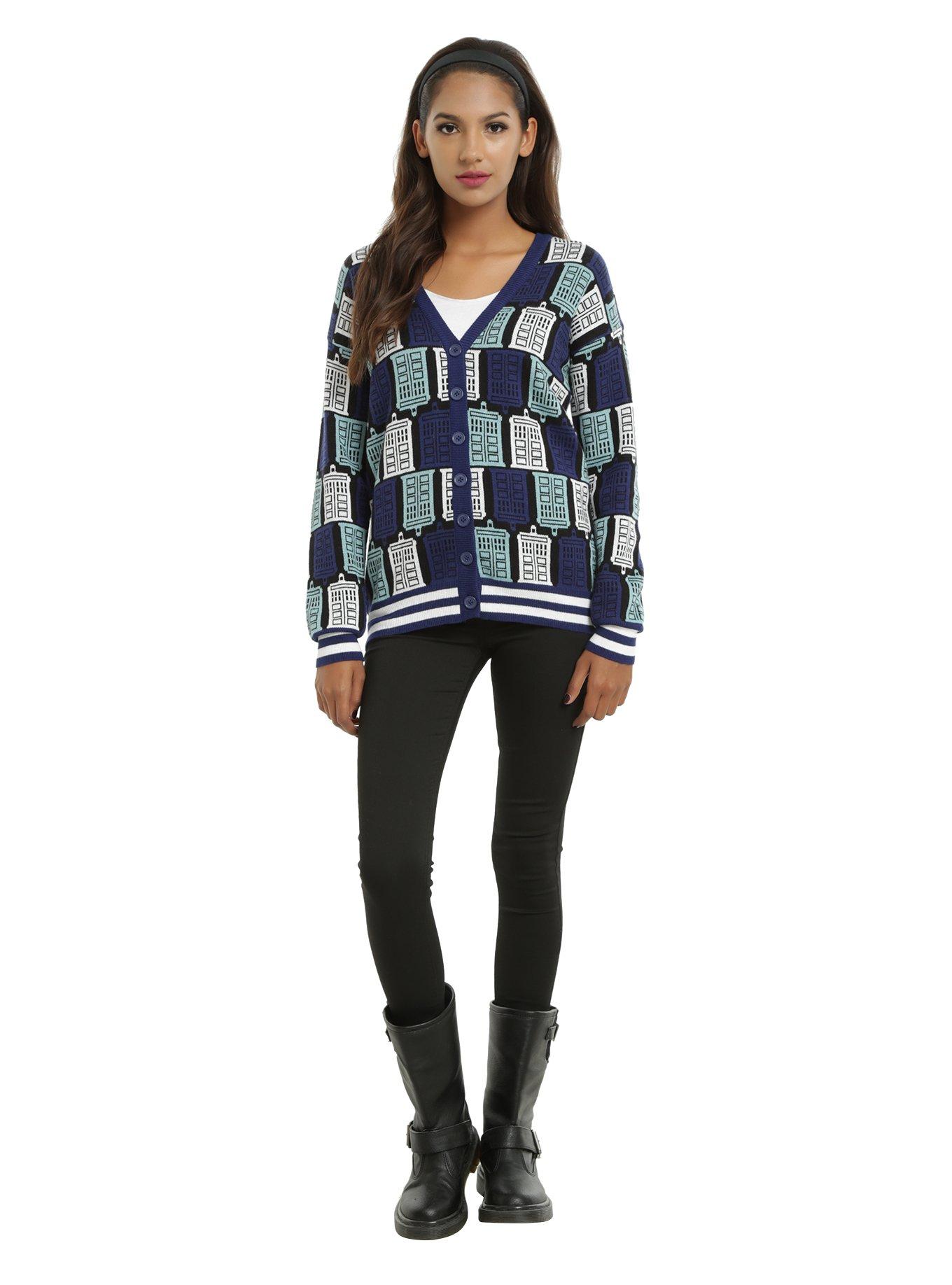 Her Universe Doctor Who TARDIS Print Girls Cardigan, , alternate