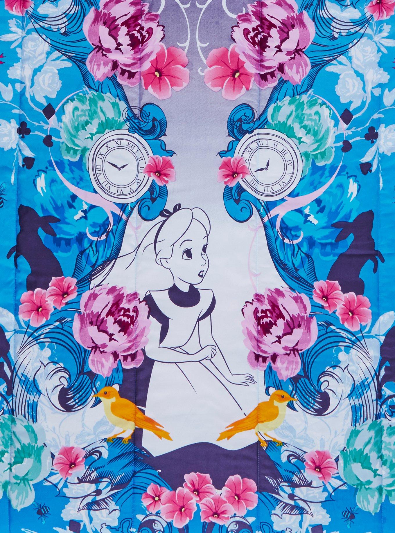 Disney Alice In Wonderland Purple Floral Full/Queen Comforter, , alternate