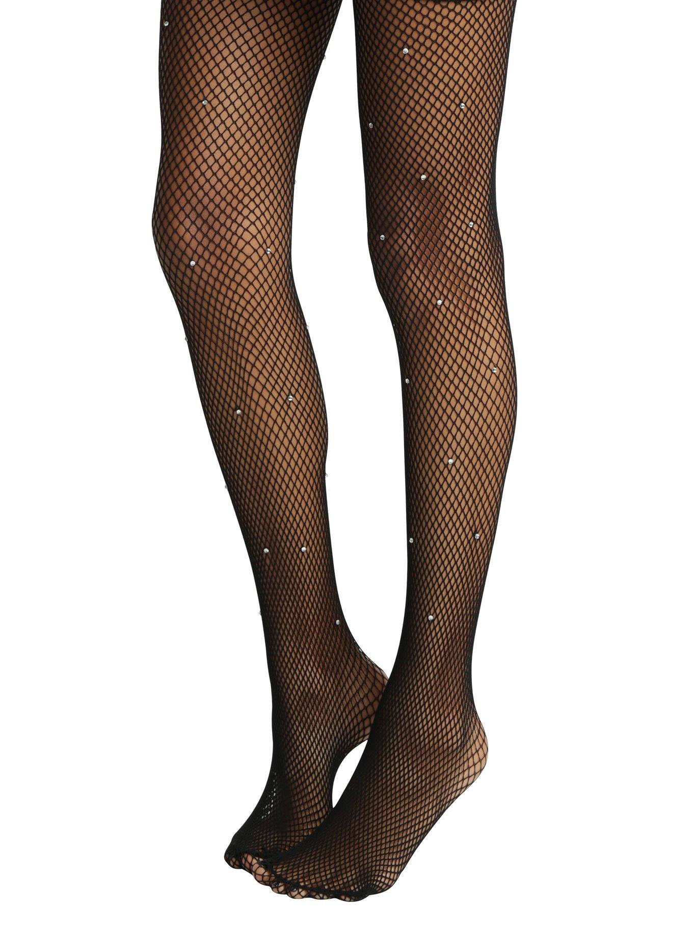 Blackheart Rhinestone Fishnet Tights, , alternate