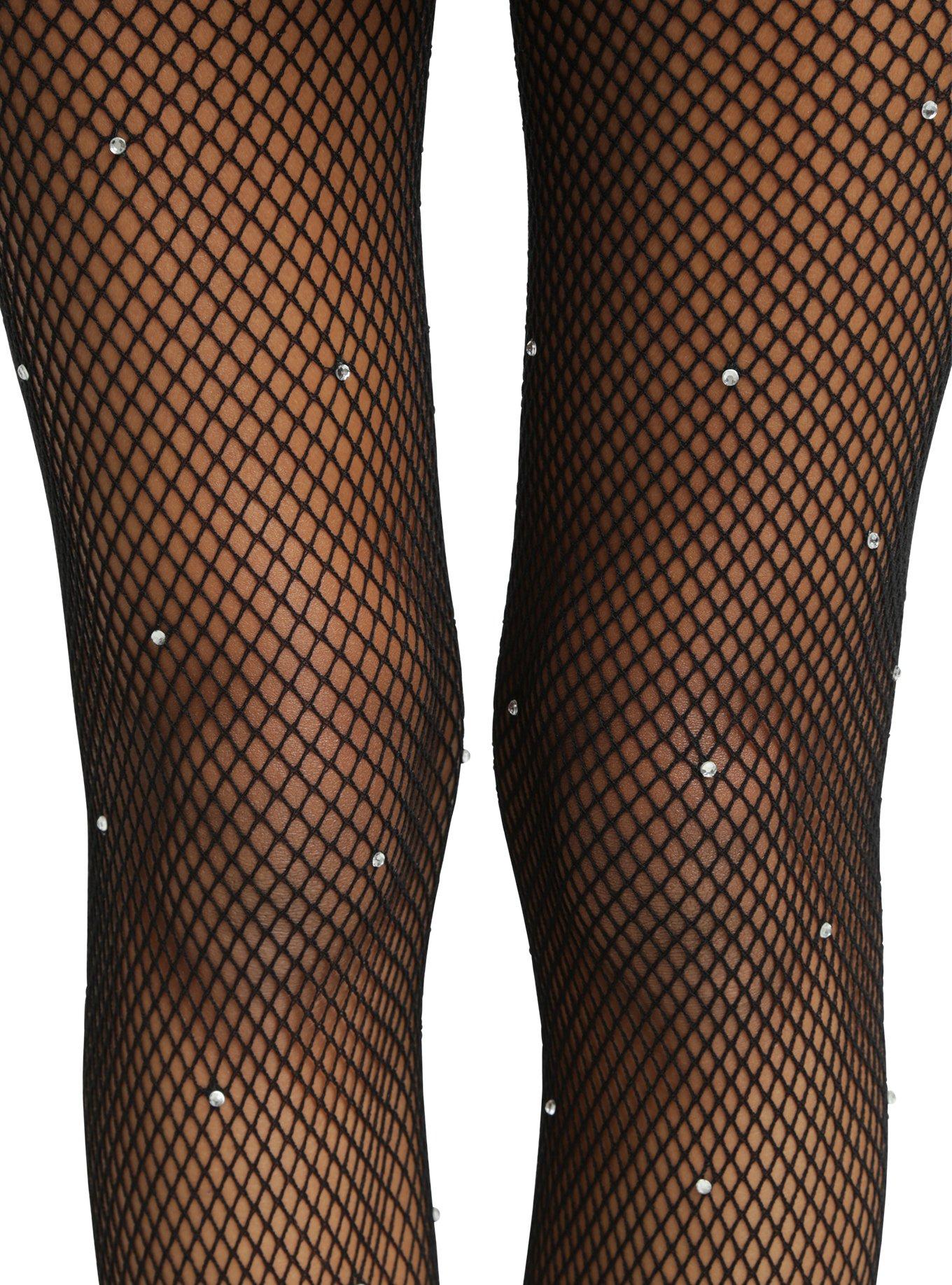 Blackheart Rhinestone Fishnet Tights, , alternate