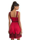 Red & Black Velvet Print Border Ball Gown Dress, , alternate