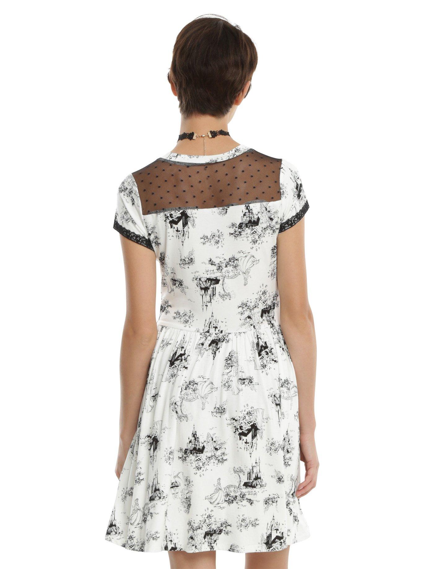Disney Princess White & Black Toile Print Dress, WHITE, alternate