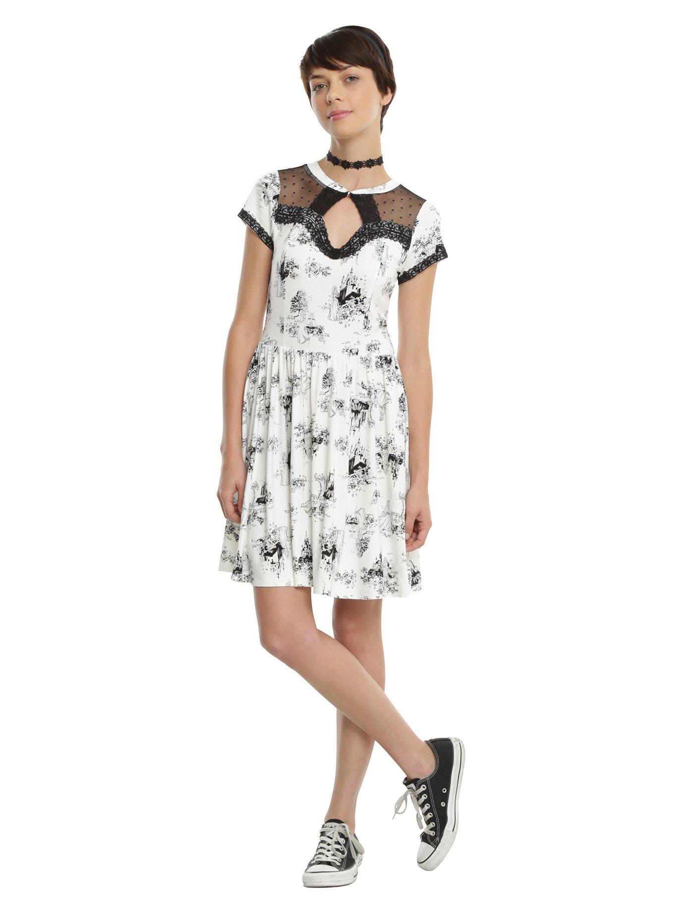 Disney Princess White & Black Toile Print Dress, WHITE, alternate