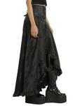 Black Brocade Hi-Low Ruffle Hem Maxi Skirt, , alternate