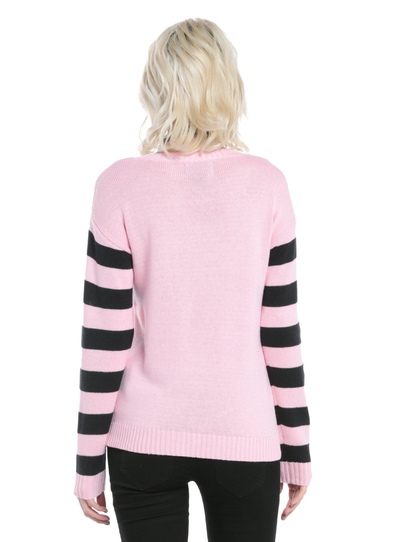 Skelanimals Bear Pink Striped Girls Sweater , , alternate