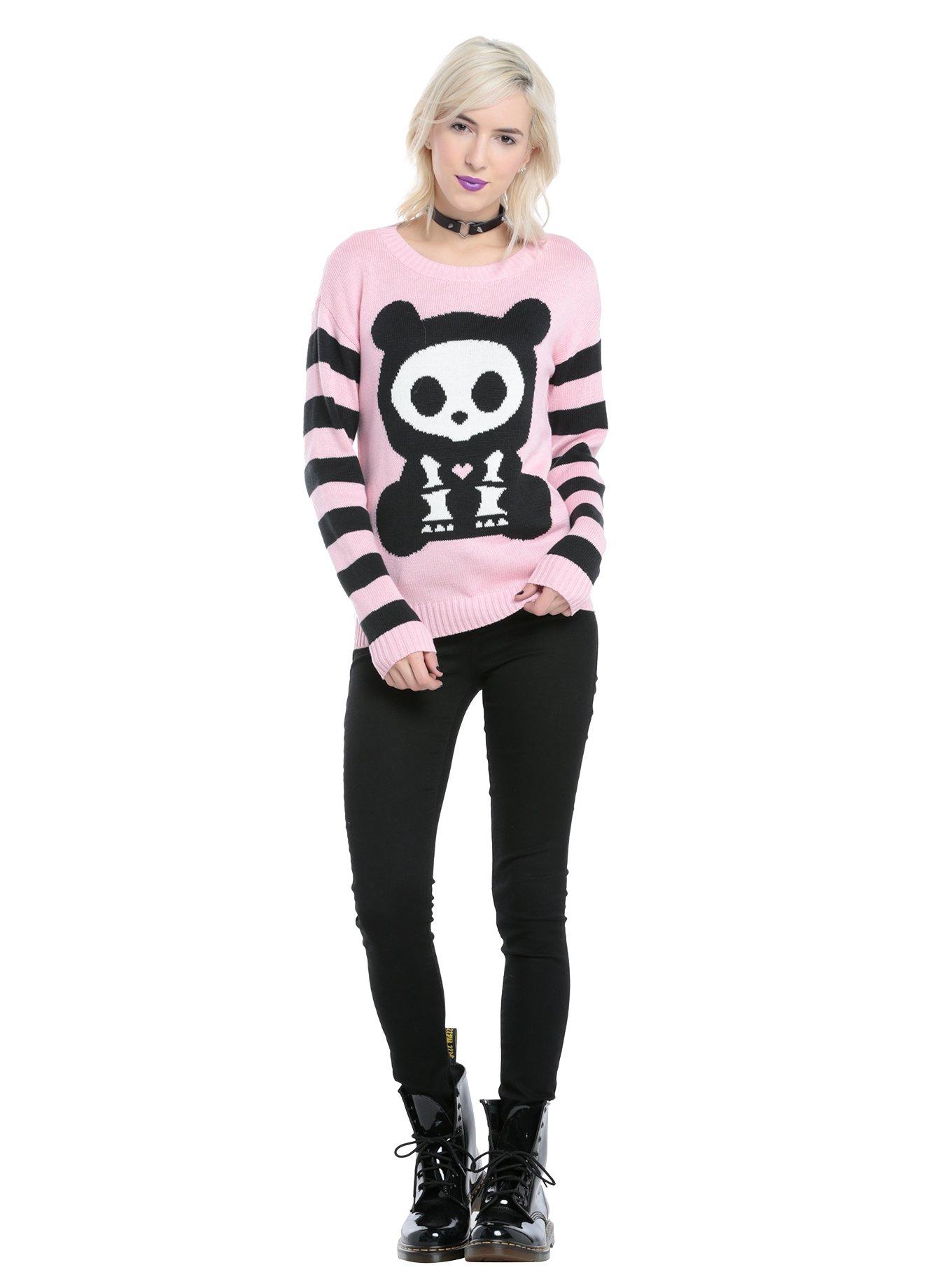 Skelanimals Bear Pink Striped Girls Sweater , , alternate