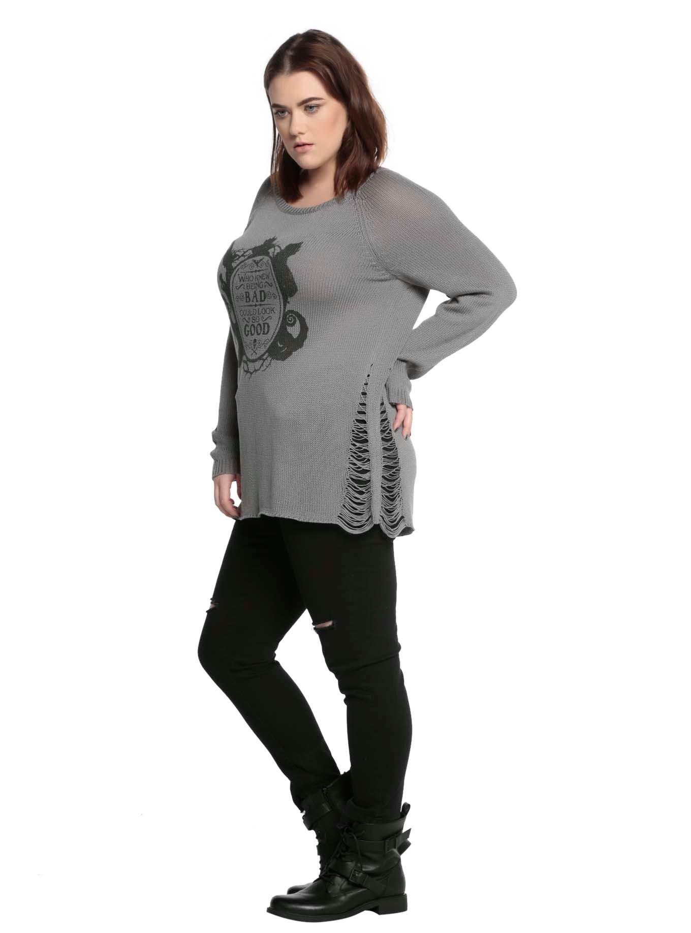 Disney Villains Destructed Girls Sweater Plus Size, , alternate