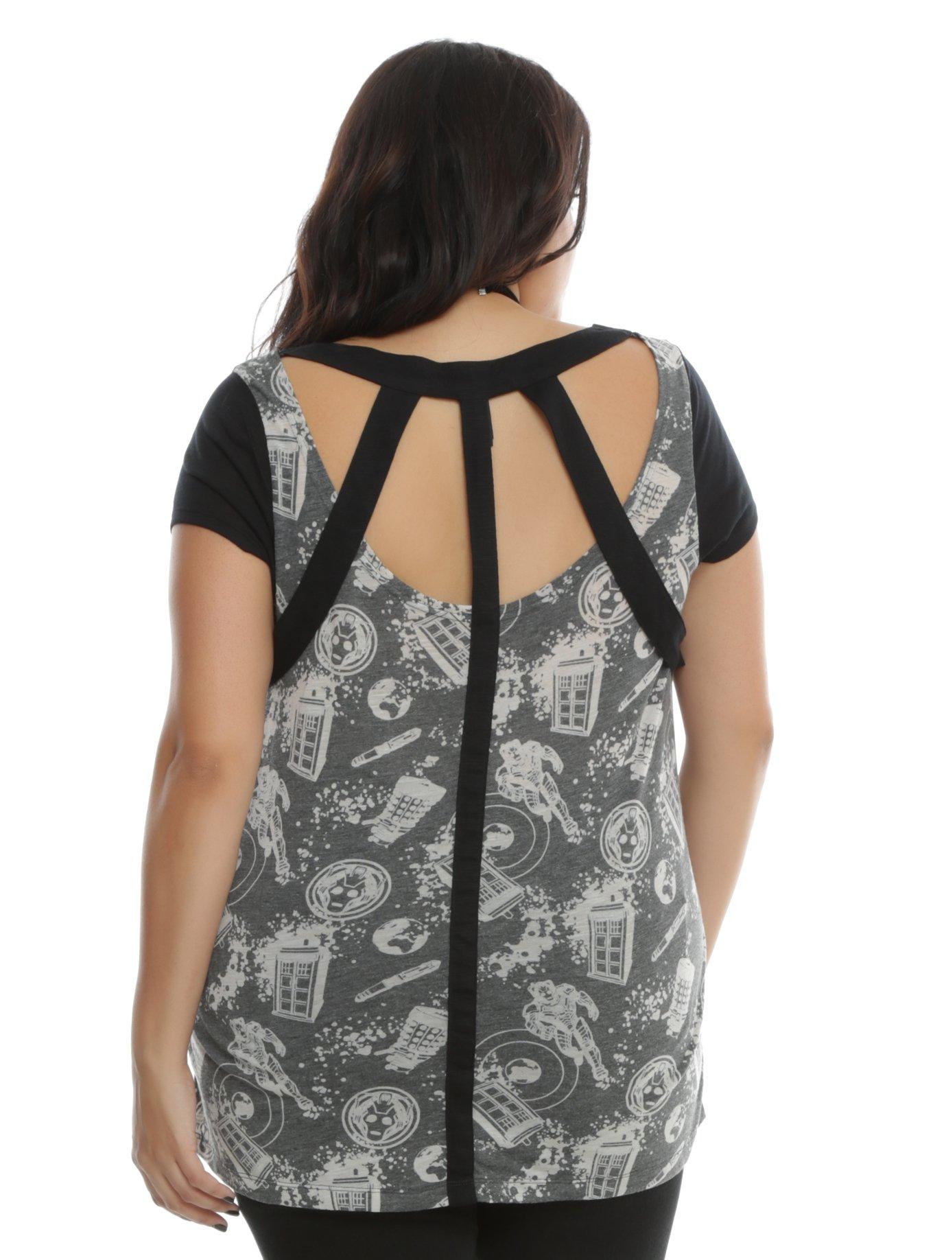 Doctor Who Symbols Girls Burnout Top Plus Size, , alternate