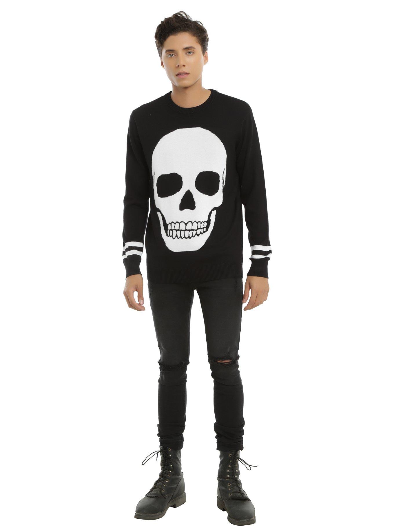 XXX RUDE Black & White Skull Sweater, , alternate