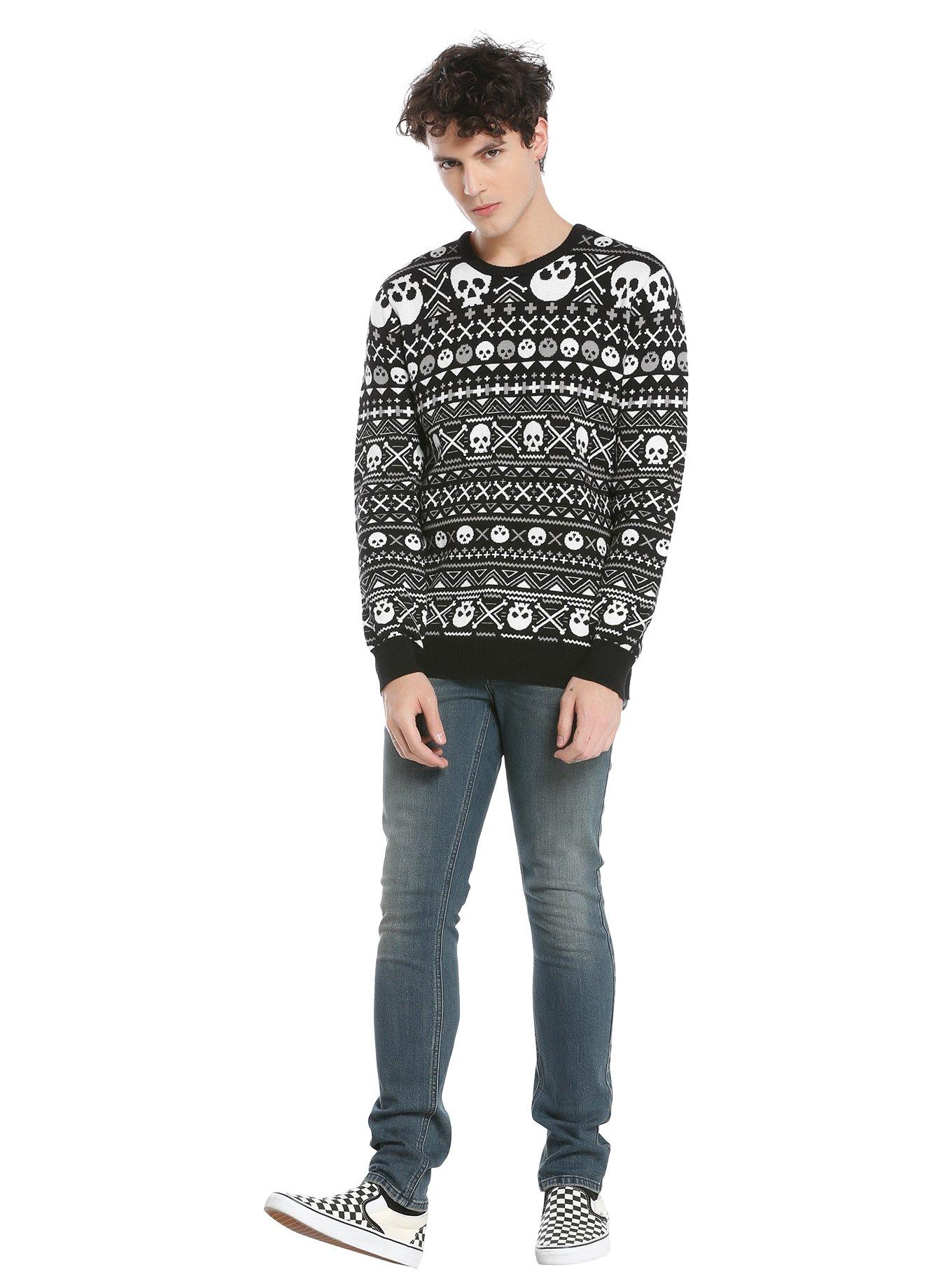 XXX RUDE Skull Fair Isle Knit Sweater, , alternate