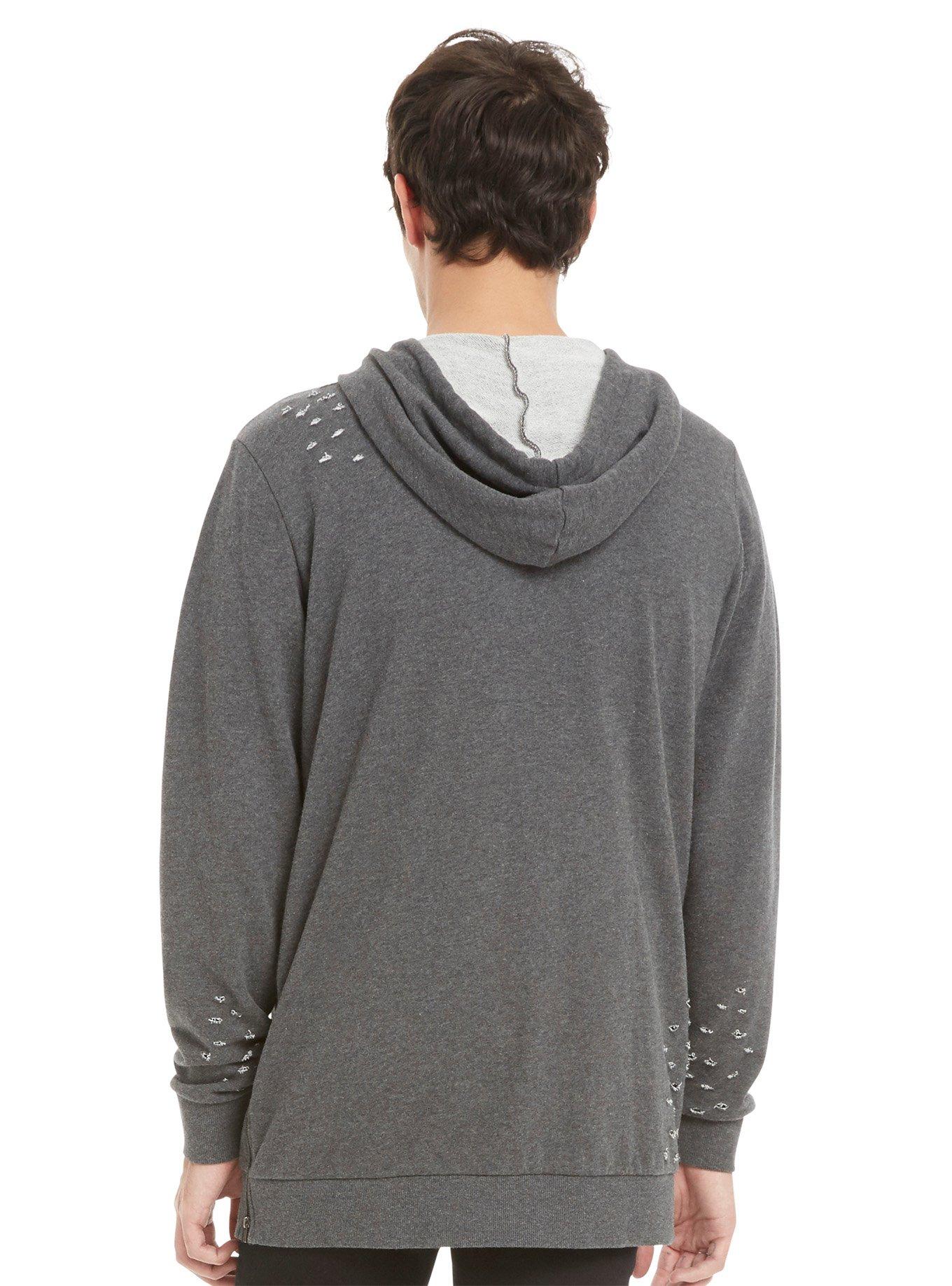 Charcoal Grey Deconstructed Hoodie, , alternate