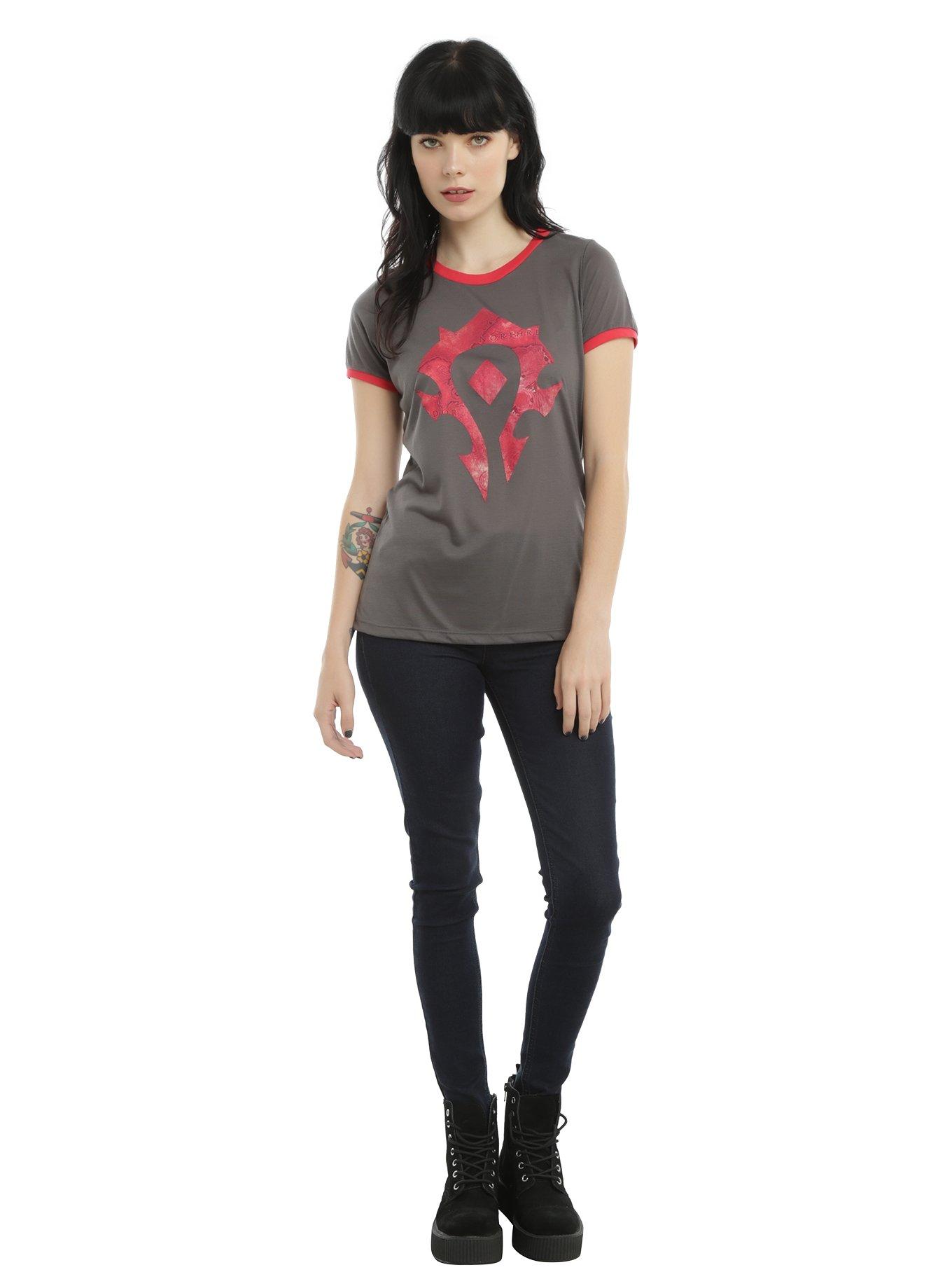 World Of Warcraft Horde Girls Ringer T-Shirt, , alternate
