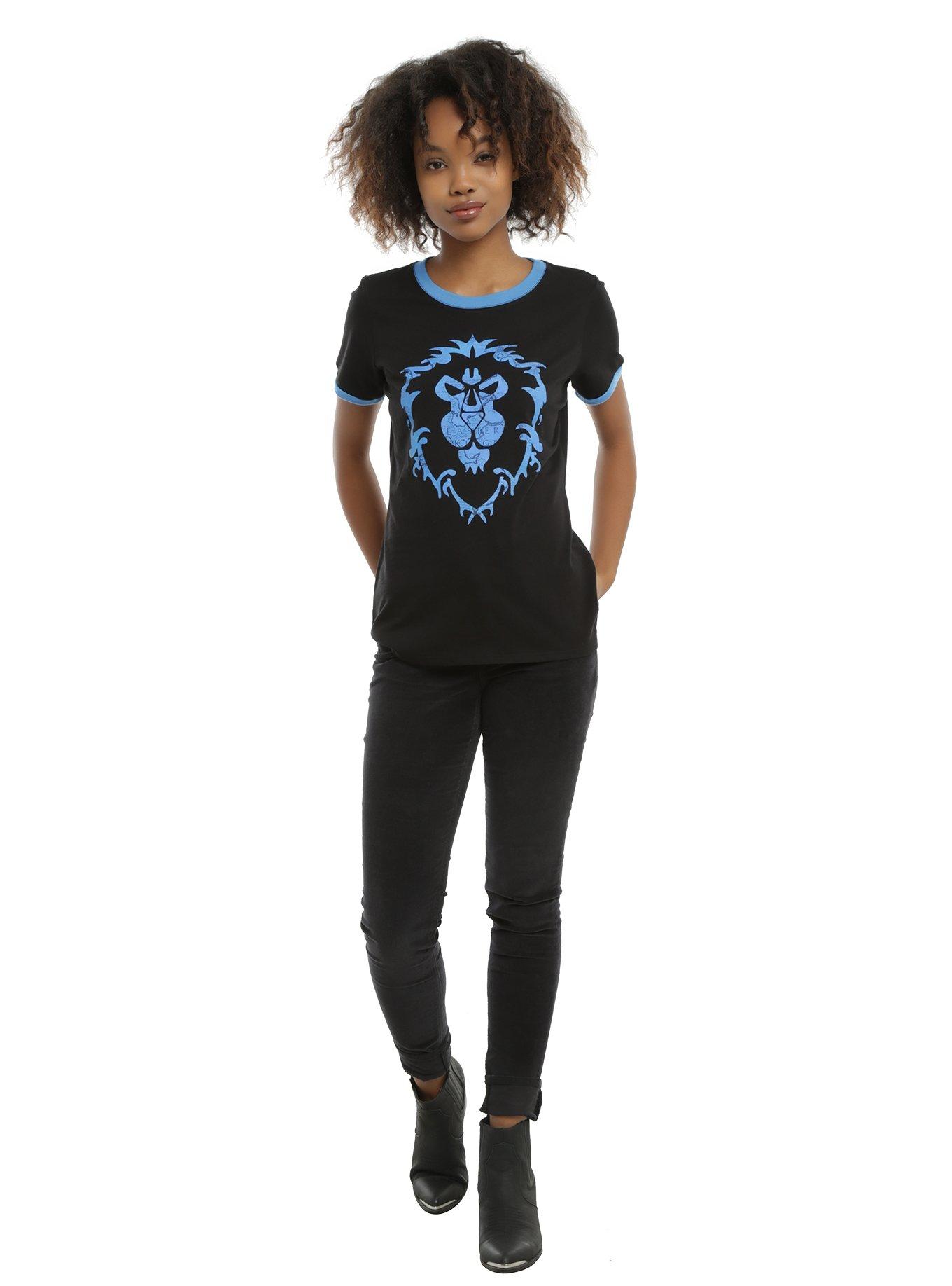 World Of Warcraft Alliance Girls Ringer T-Shirt, , alternate