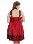 Red & Black Velvet Border Print Ball Gown Plus Size, , alternate