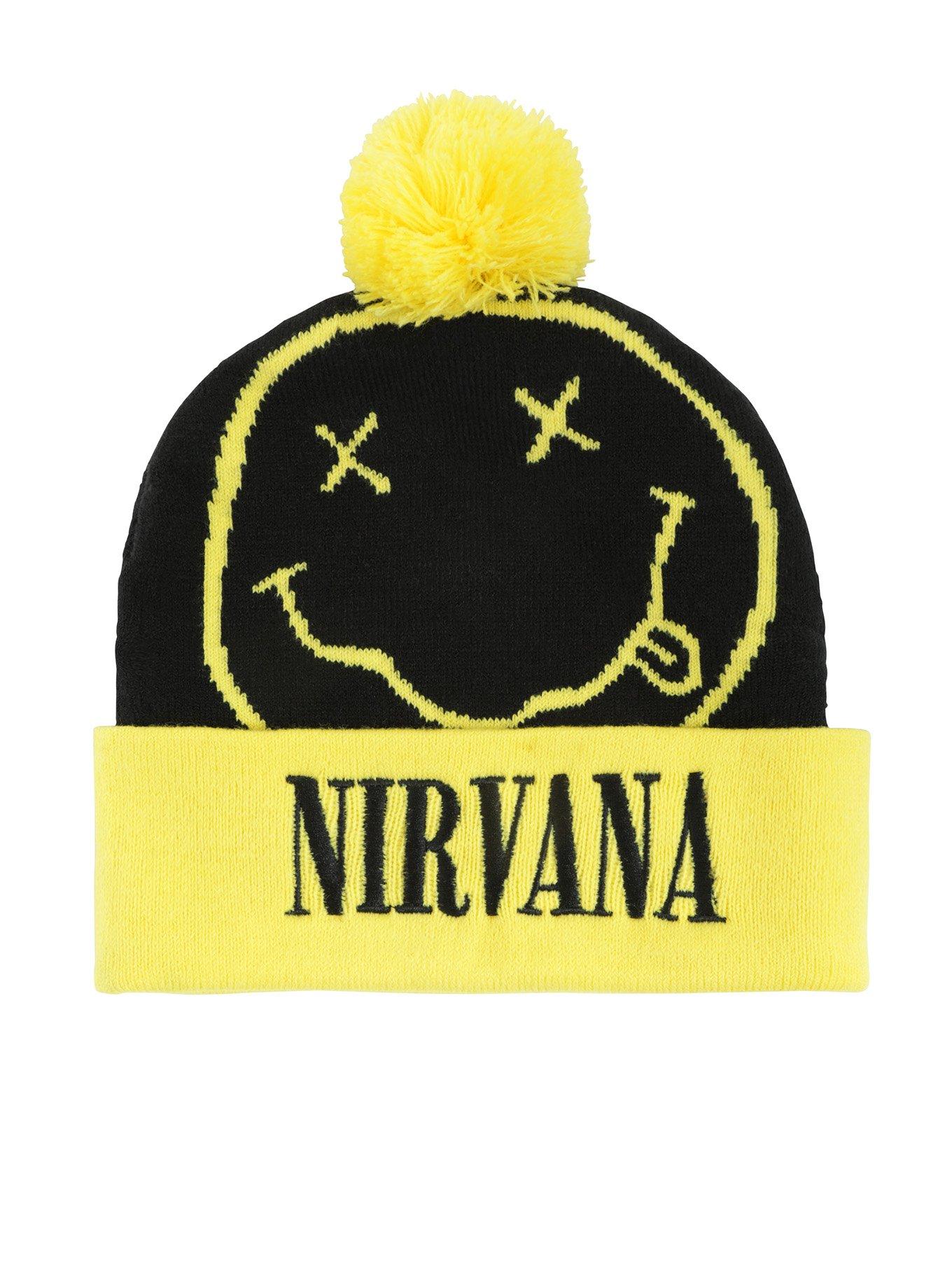 Nirvana Black & Yellow Pom Beanie, , alternate