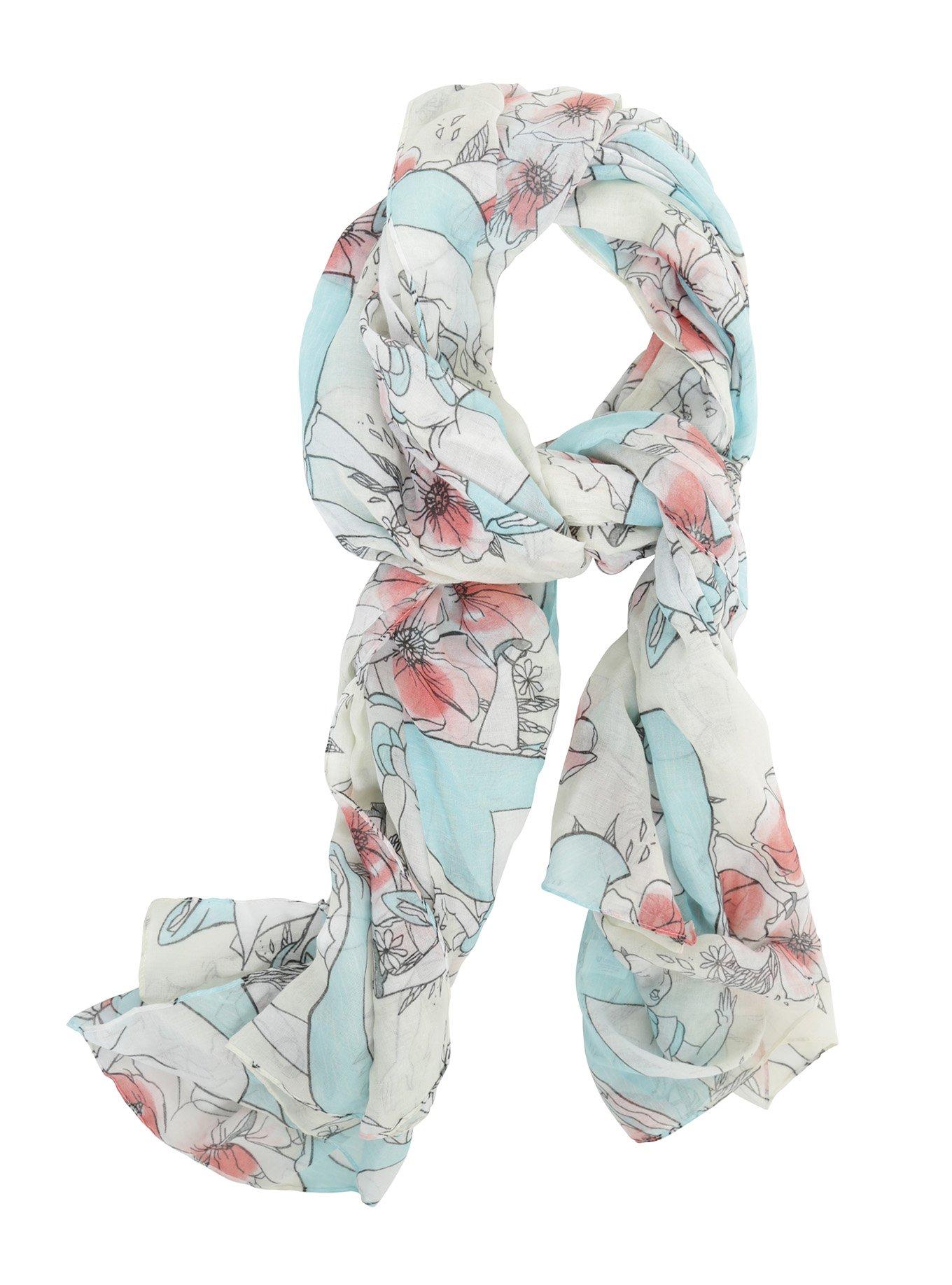 Disney Alice In Wonderland Watercolor Viscose Scarf, , alternate