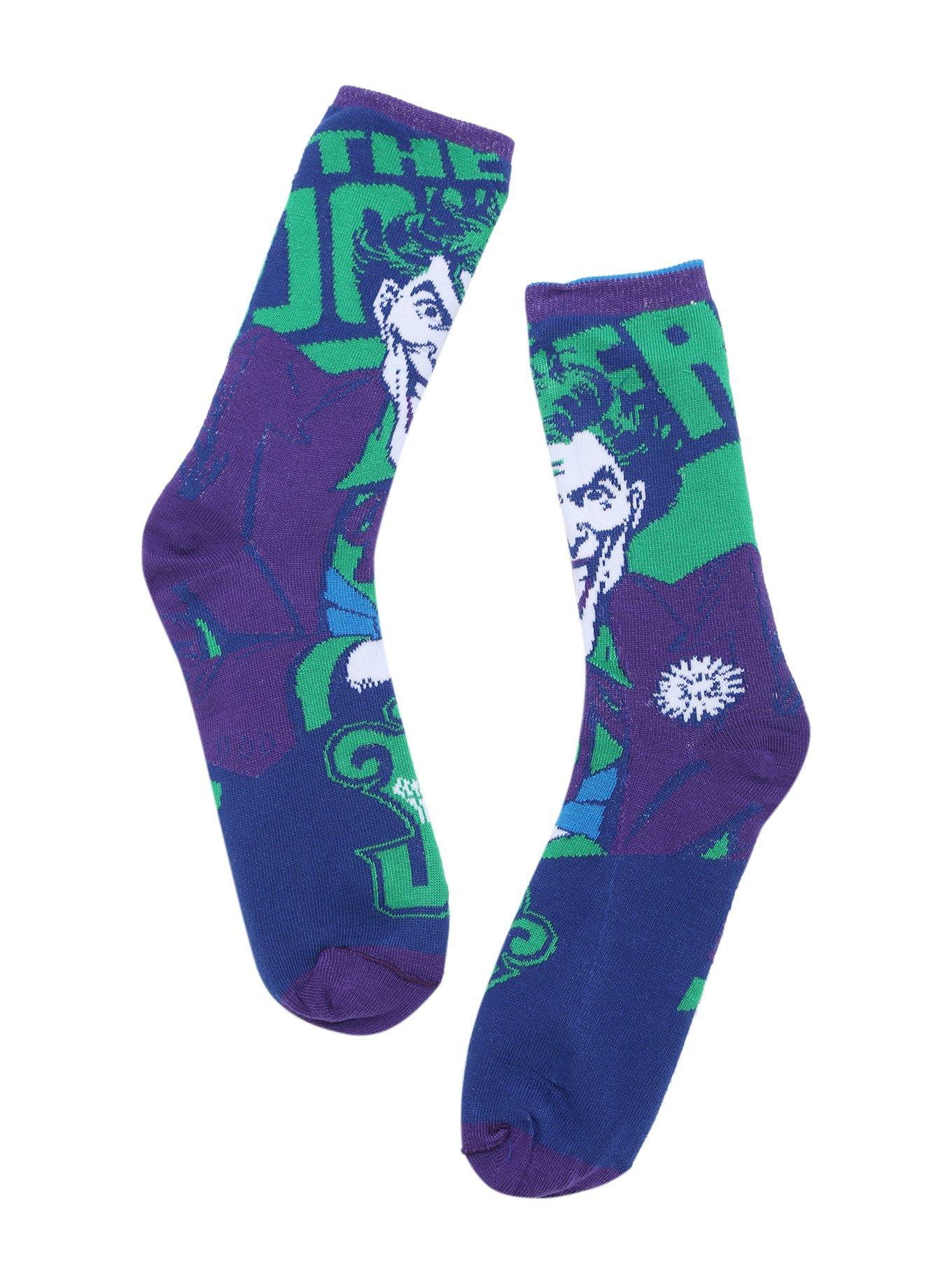 DC Comics Batman Joker Reversible Crew Socks, , alternate