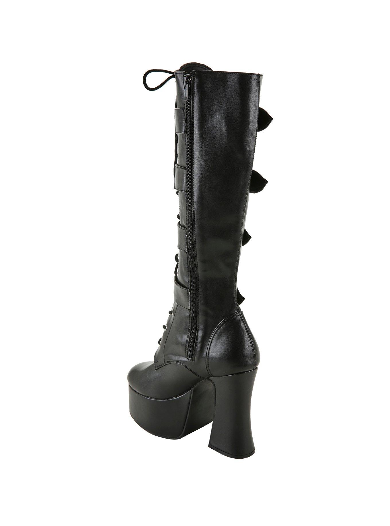 Demonia By Pleaser Slush Black Buckle Strap Platform Heel Boots, , alternate