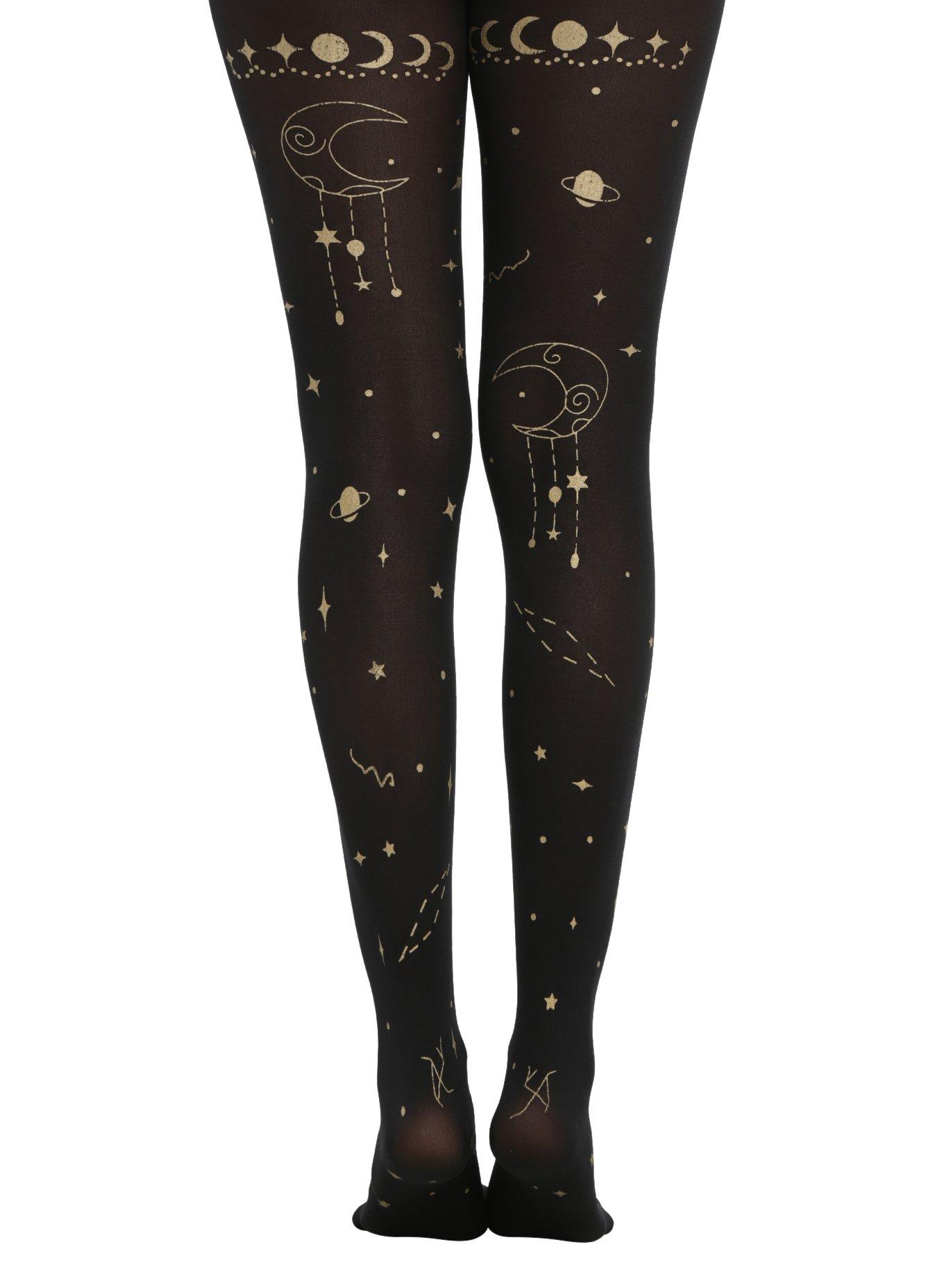 Blackheart Black & Gold Celestial Tights, , alternate