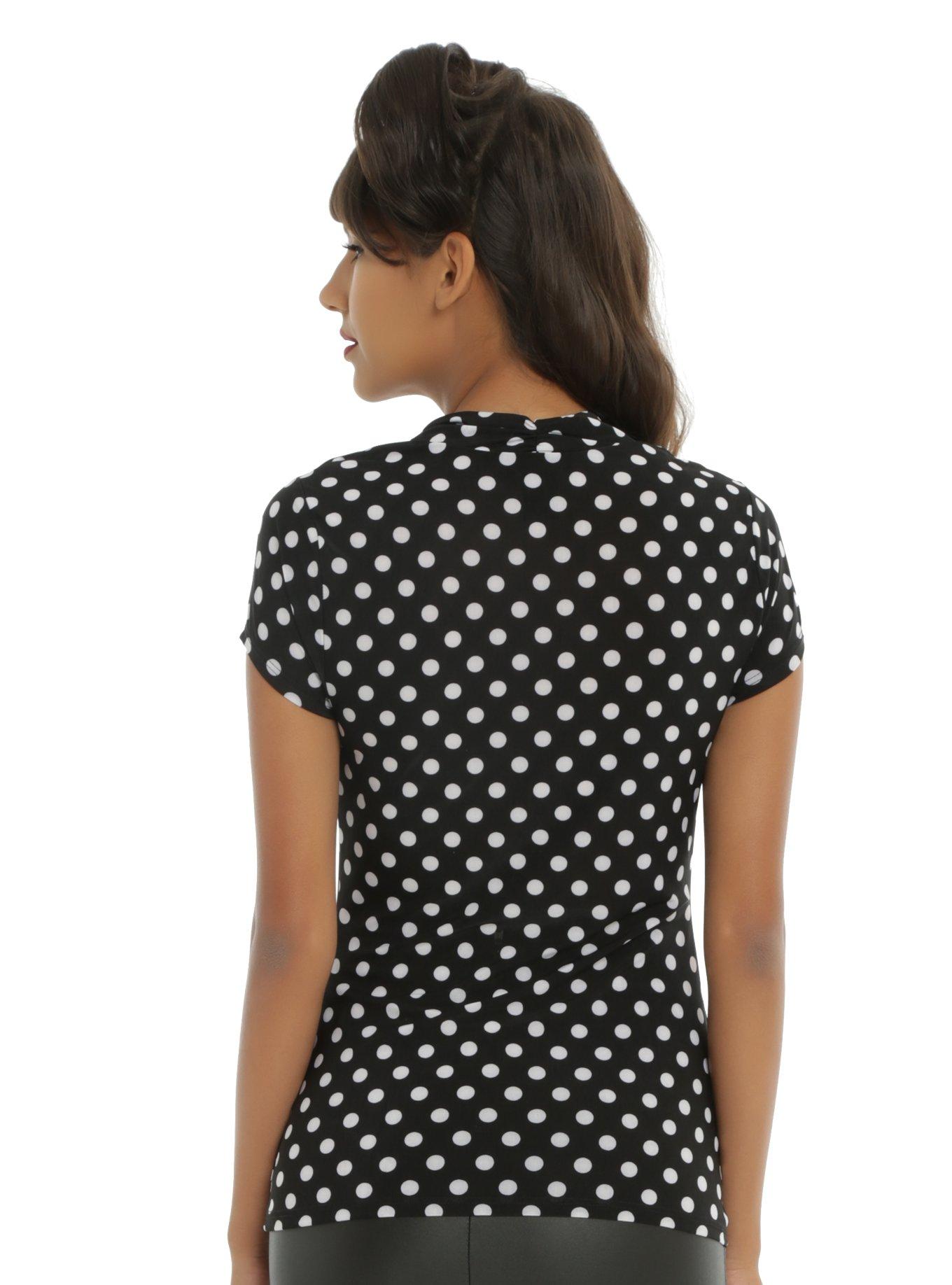 Black & White Polka Dot Rockabilly Girls Top, , alternate