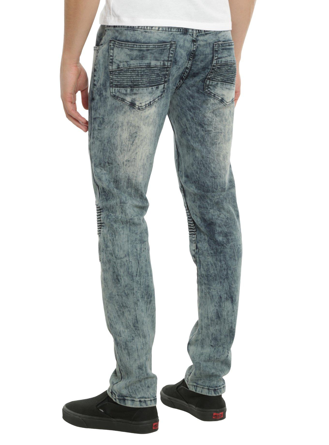 Raw X Light Indigo 32" Inseam Moto Skinny Jeans, , alternate