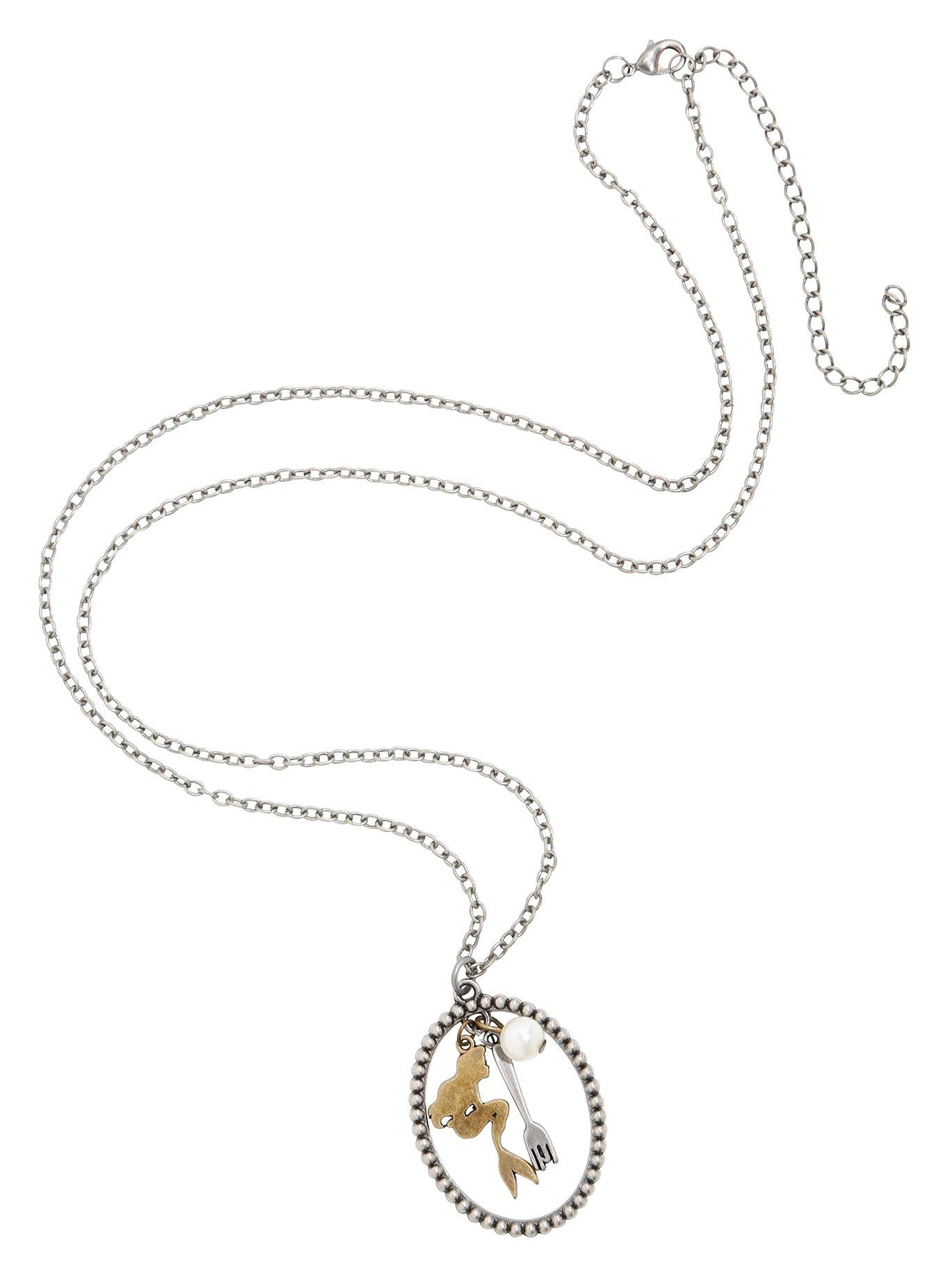 The Little Mermaid Ariel Cameo Charm Cluster Necklace, , alternate