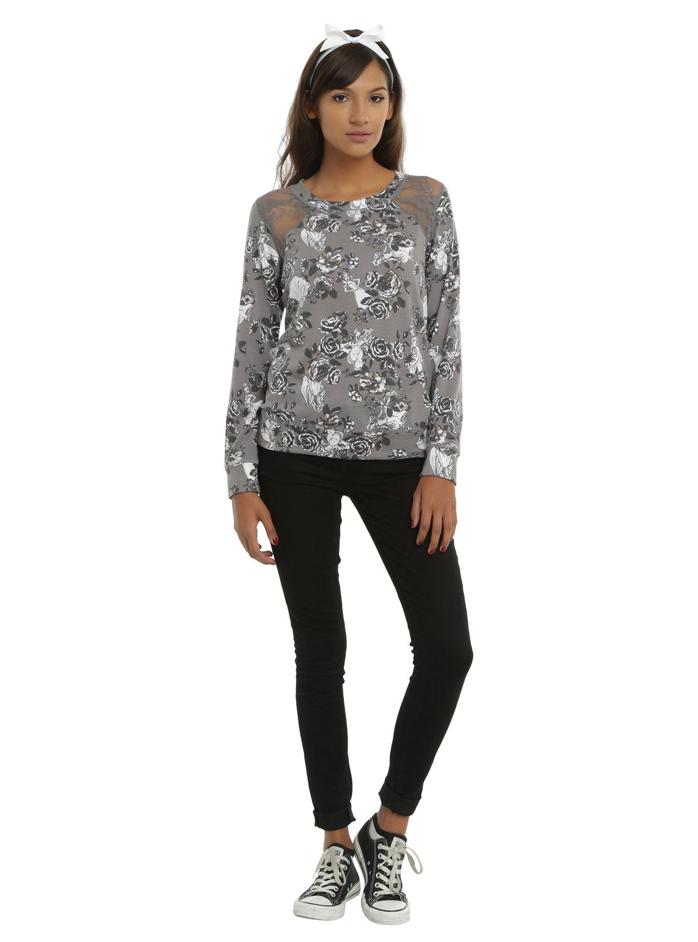 Disney Princesses Floral Girls Sweater, , alternate