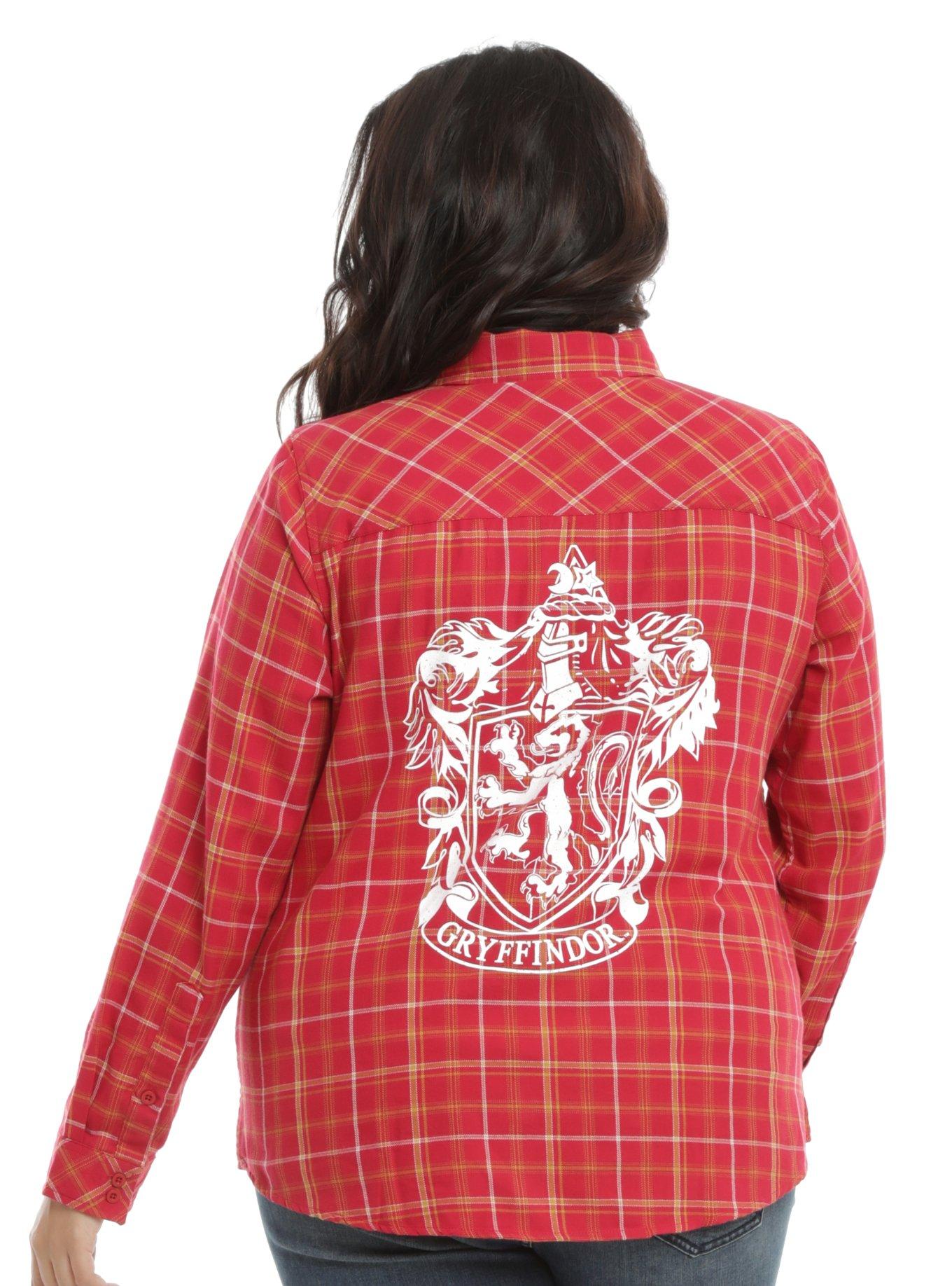 Harry Potter Gryffindor Plaid Girls Woven Button-Up Plus Size, , alternate