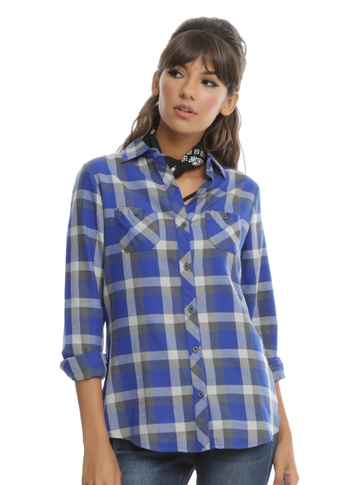 Harry Potter Ravenclaw Plaid Girls Woven Button-Up, , alternate