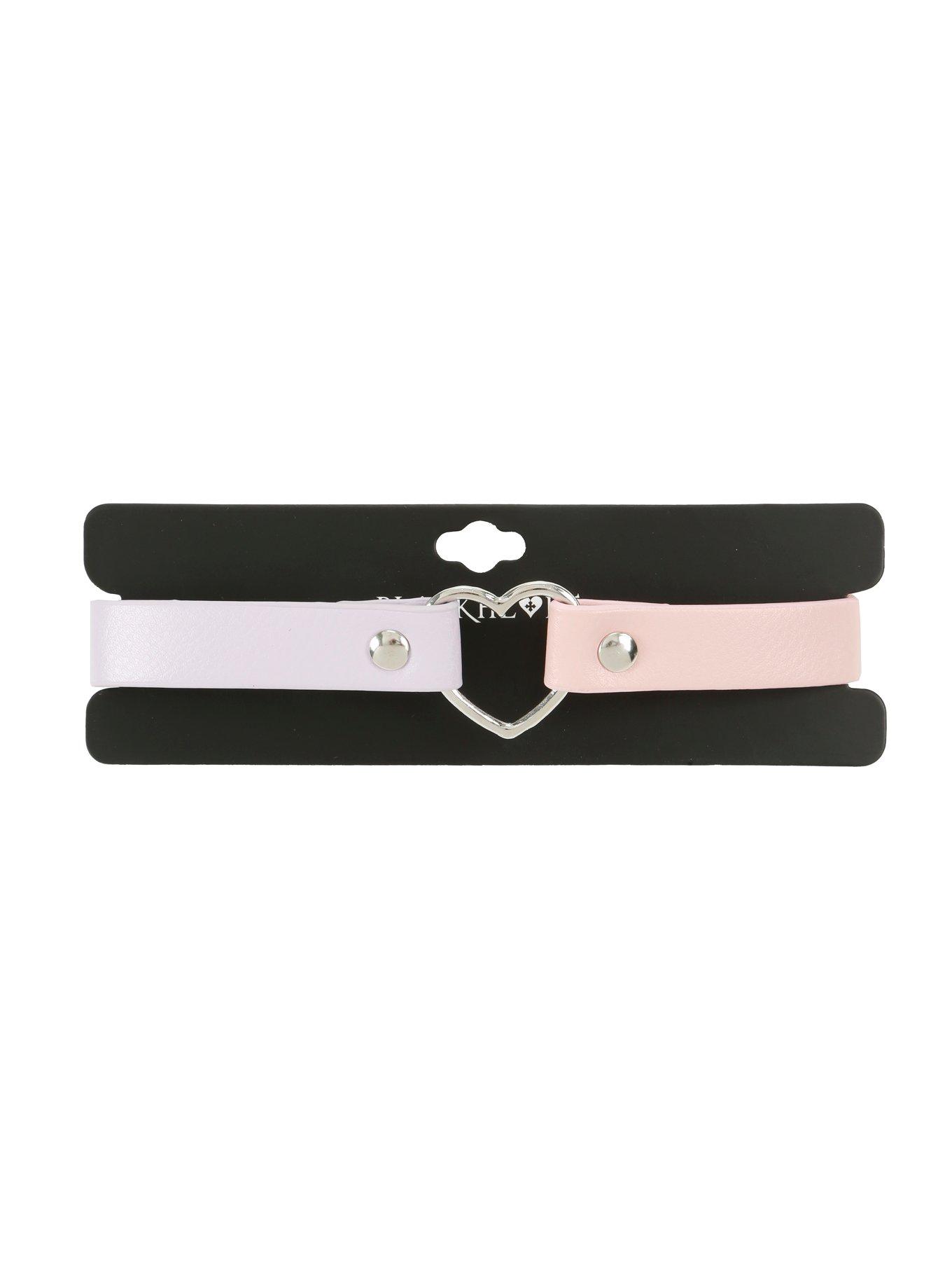 Blackheart Pink & Lavender Half & Half Bondage Choker, , alternate
