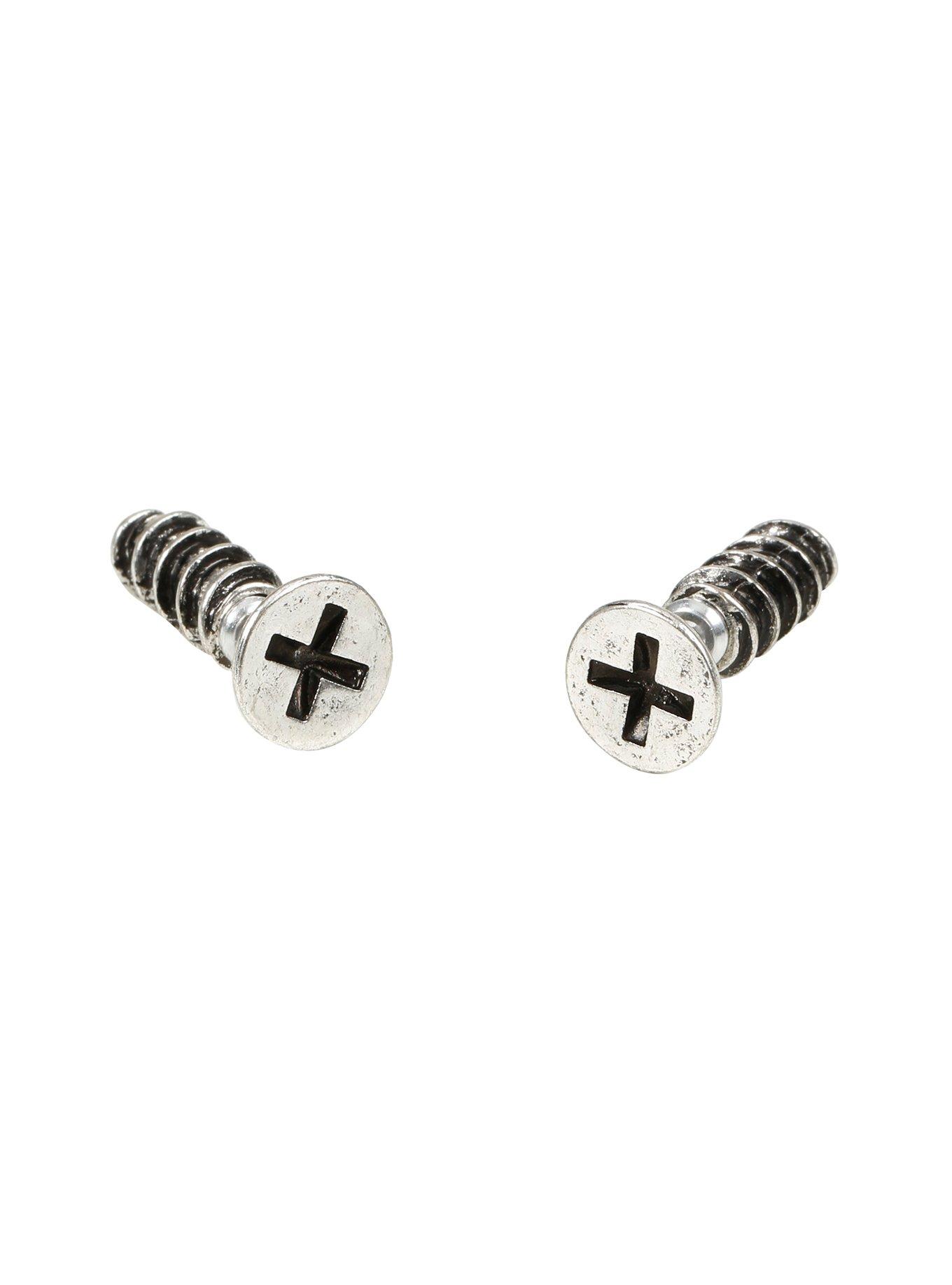 Blackheart Screw Tunnel Earrings, , alternate