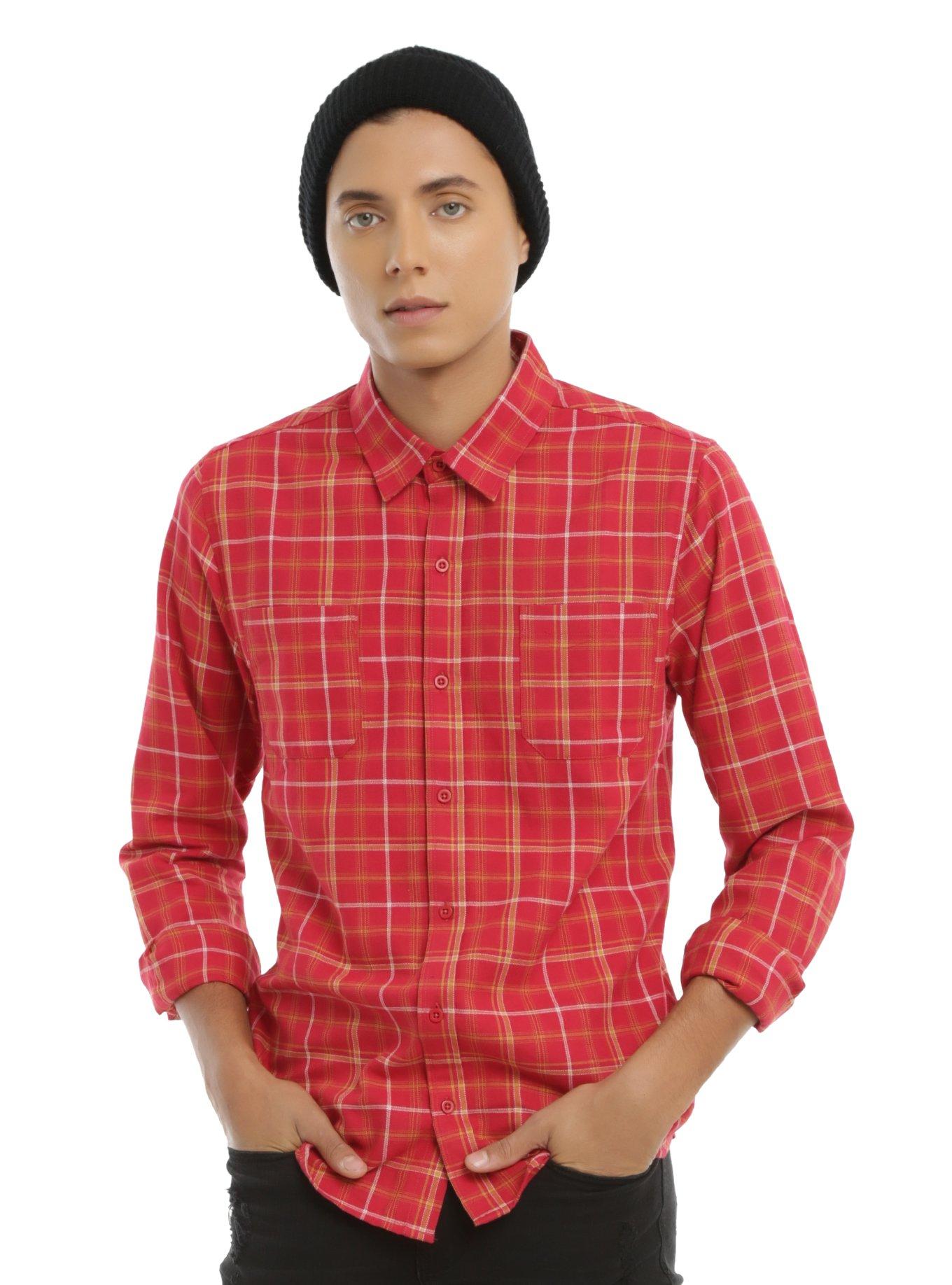 Harry Potter Gryffindor Plaid Woven Button-Up, , alternate