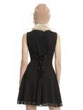 Black Lace Hem Sleeveless Tie-Back A-Line Dress, , alternate