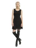 Black Lace Hem Sleeveless Tie-Back A-Line Dress, , alternate