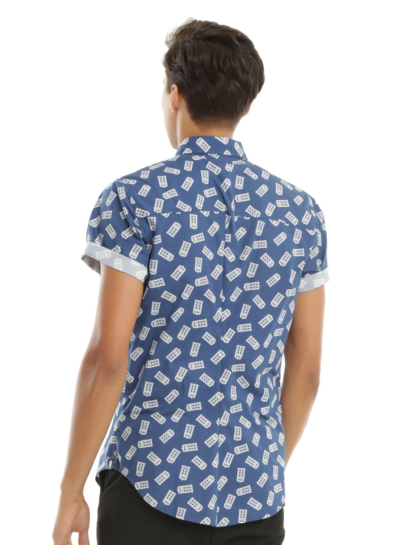 Doctor Who TARDIS Short-Sleeved Woven Button-Up, , alternate