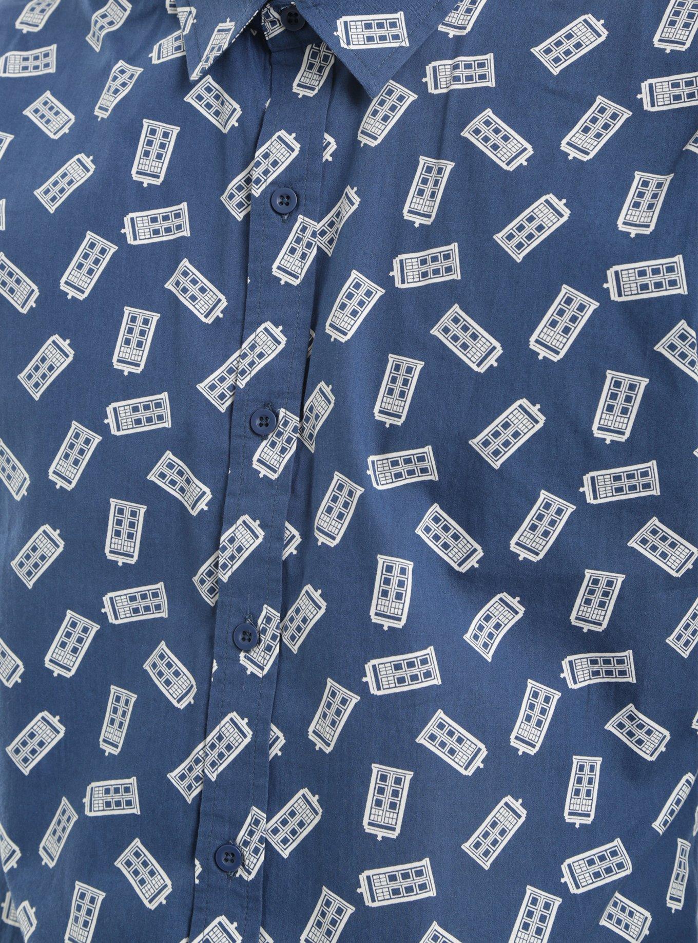 Doctor Who TARDIS Short-Sleeved Woven Button-Up, , alternate