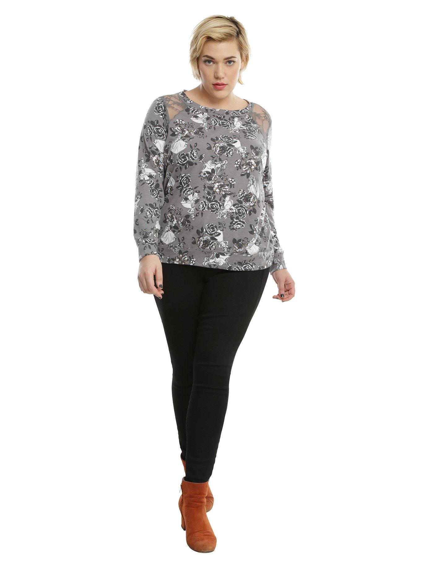 Disney Princesses Floral Girls Sweater Plus Size, , alternate