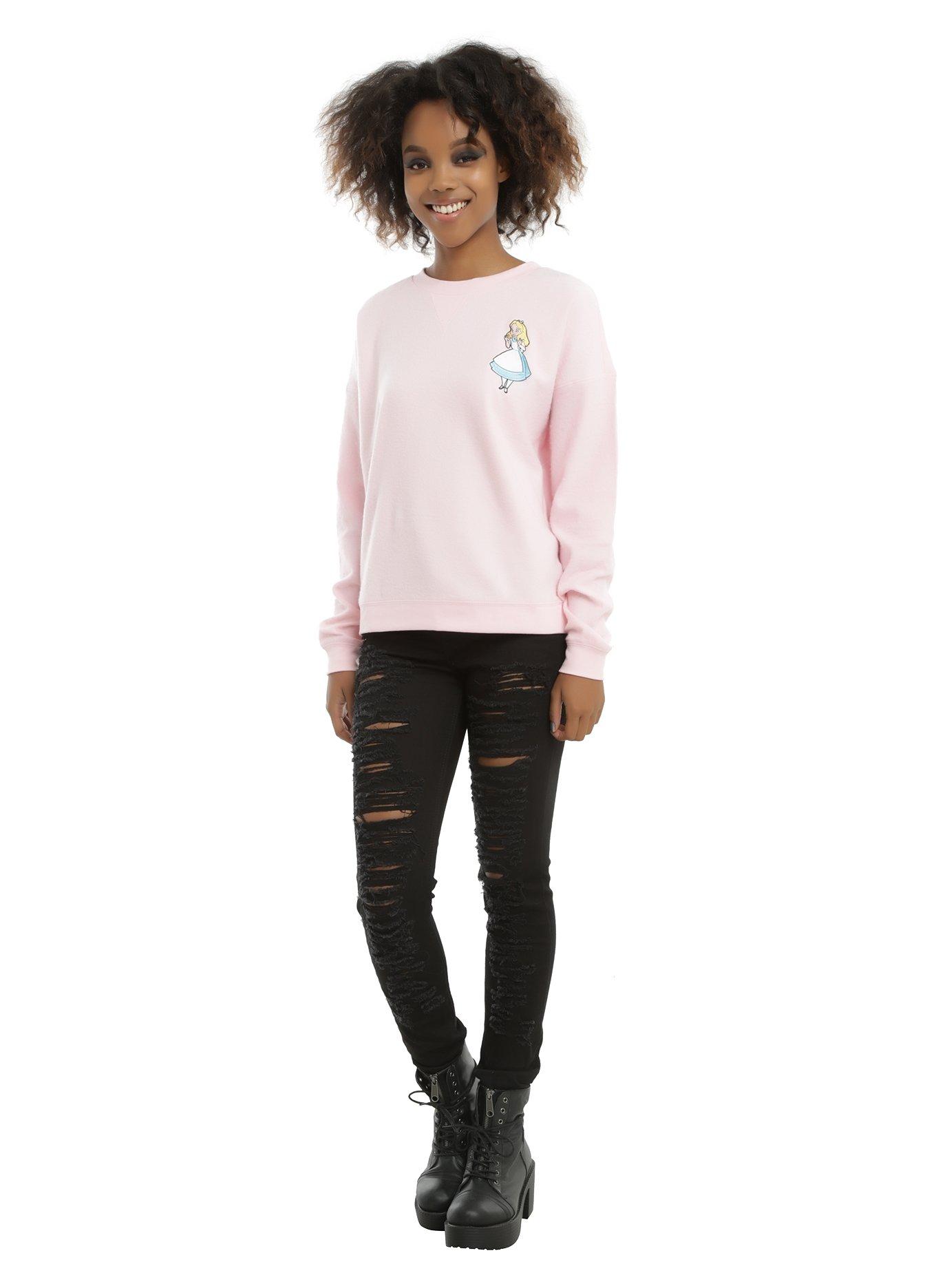 Disney Alice In Wonderland Pink Girls Pullover Crew Neck, , alternate