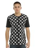 XXX RUDE Black & White Distressed Checker Print T-Shirt, , alternate