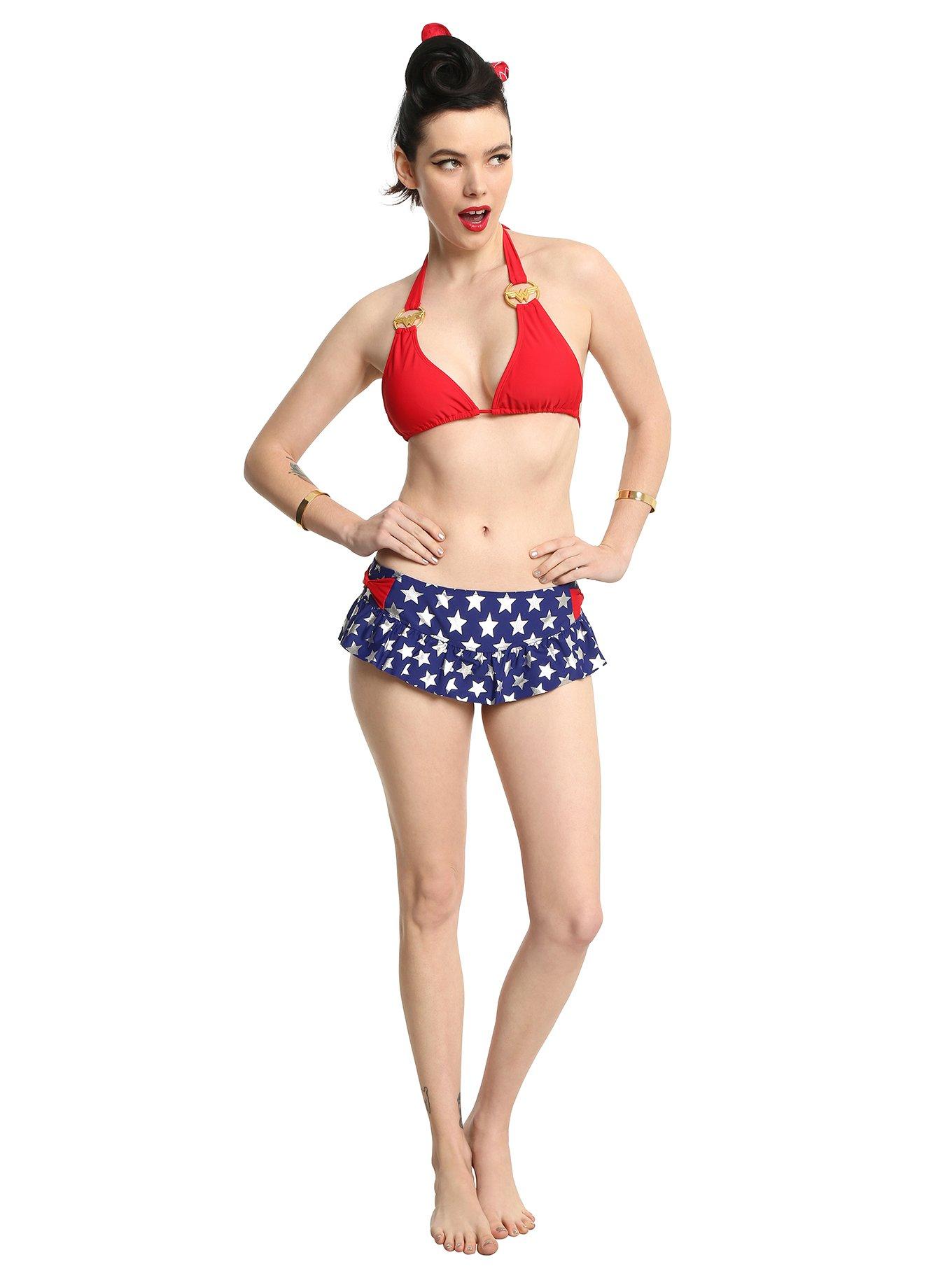 DC Comics Wonder Woman Ruffled Swim Bottoms, , alternate