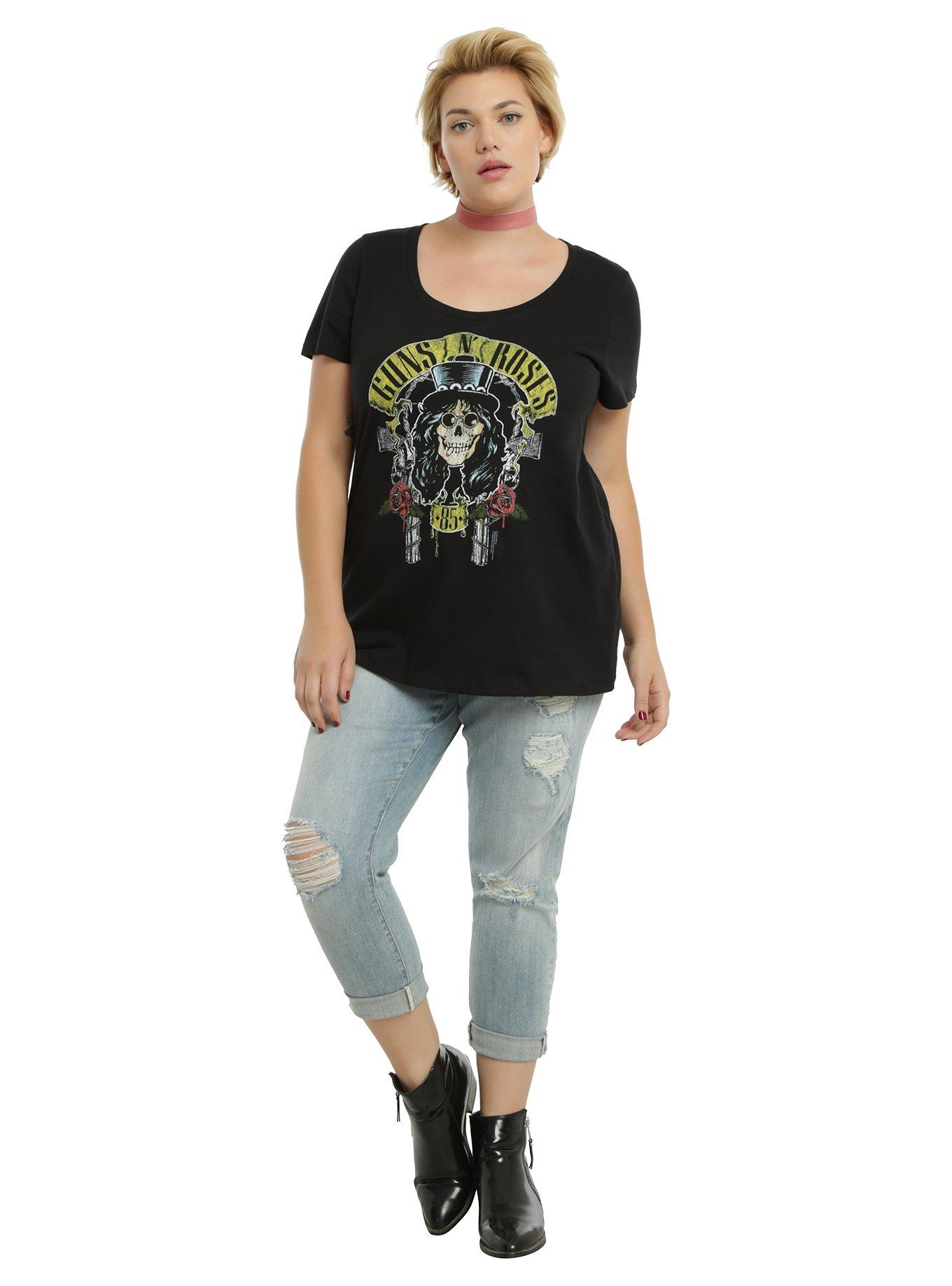 Guns N' Roses Skull Girls T-Shirt Plus Size , , alternate