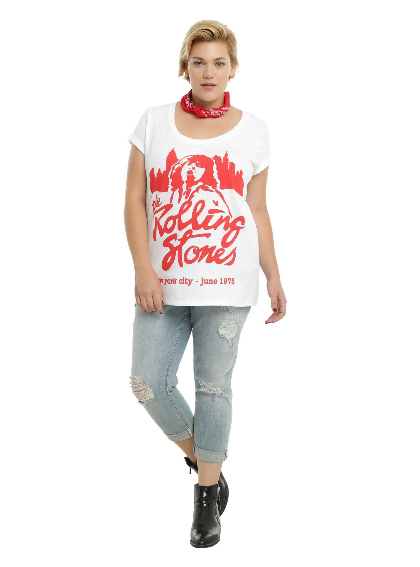 The Rolling Stones Mick Jagger New York City 1975 Tour Girls T-Shirt Plus Size, , alternate