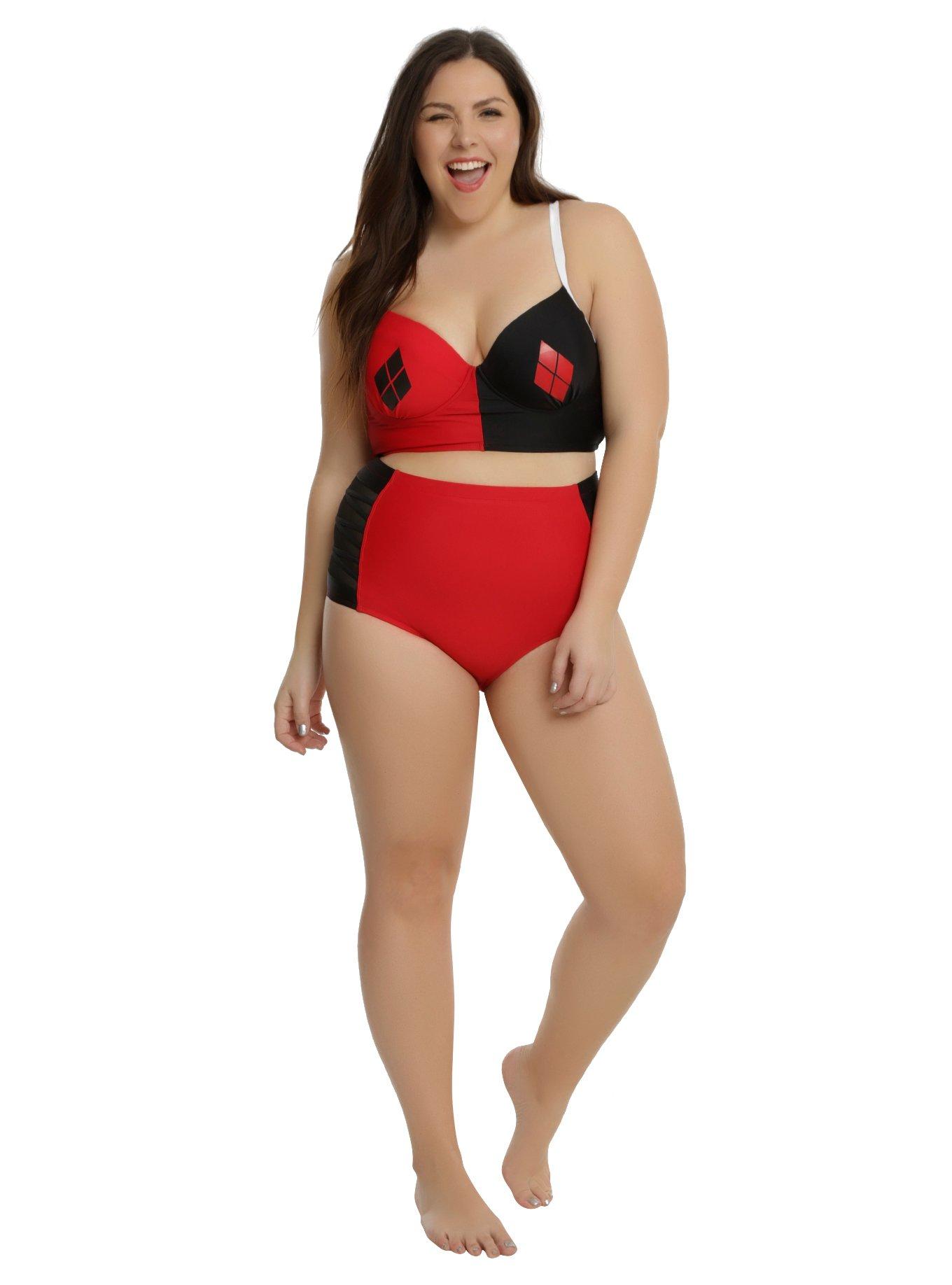 DC Comics Harley Quinn Swim Top Plus Size, , alternate