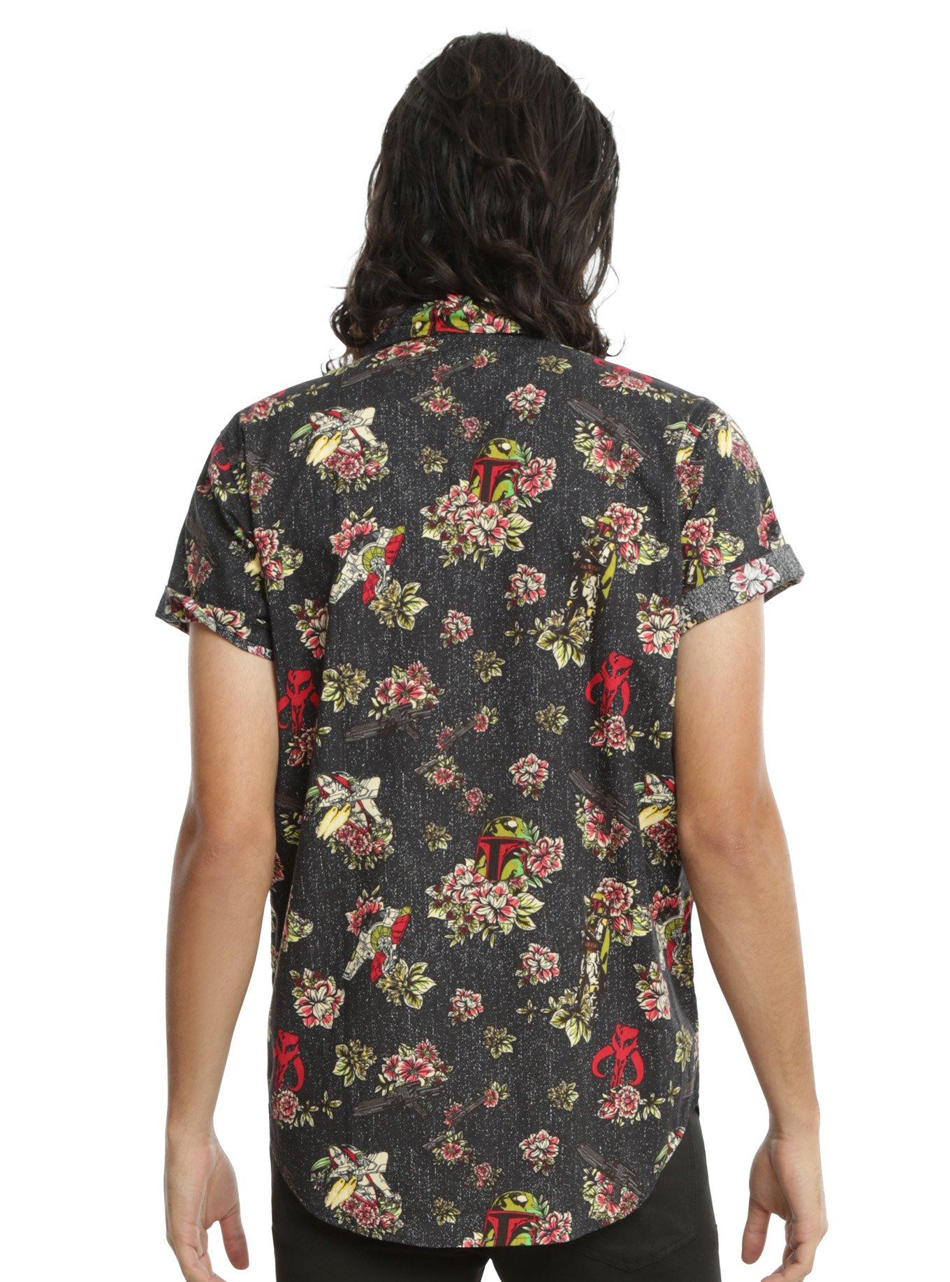 Star Wars Boba Fett Floral Short-Sleeved Button-Up, , alternate