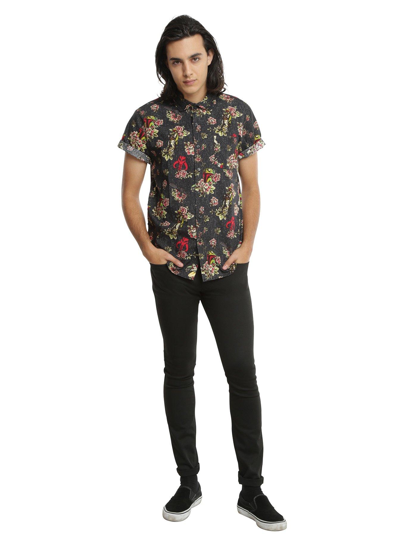Star Wars Boba Fett Floral Short-Sleeved Button-Up, , alternate