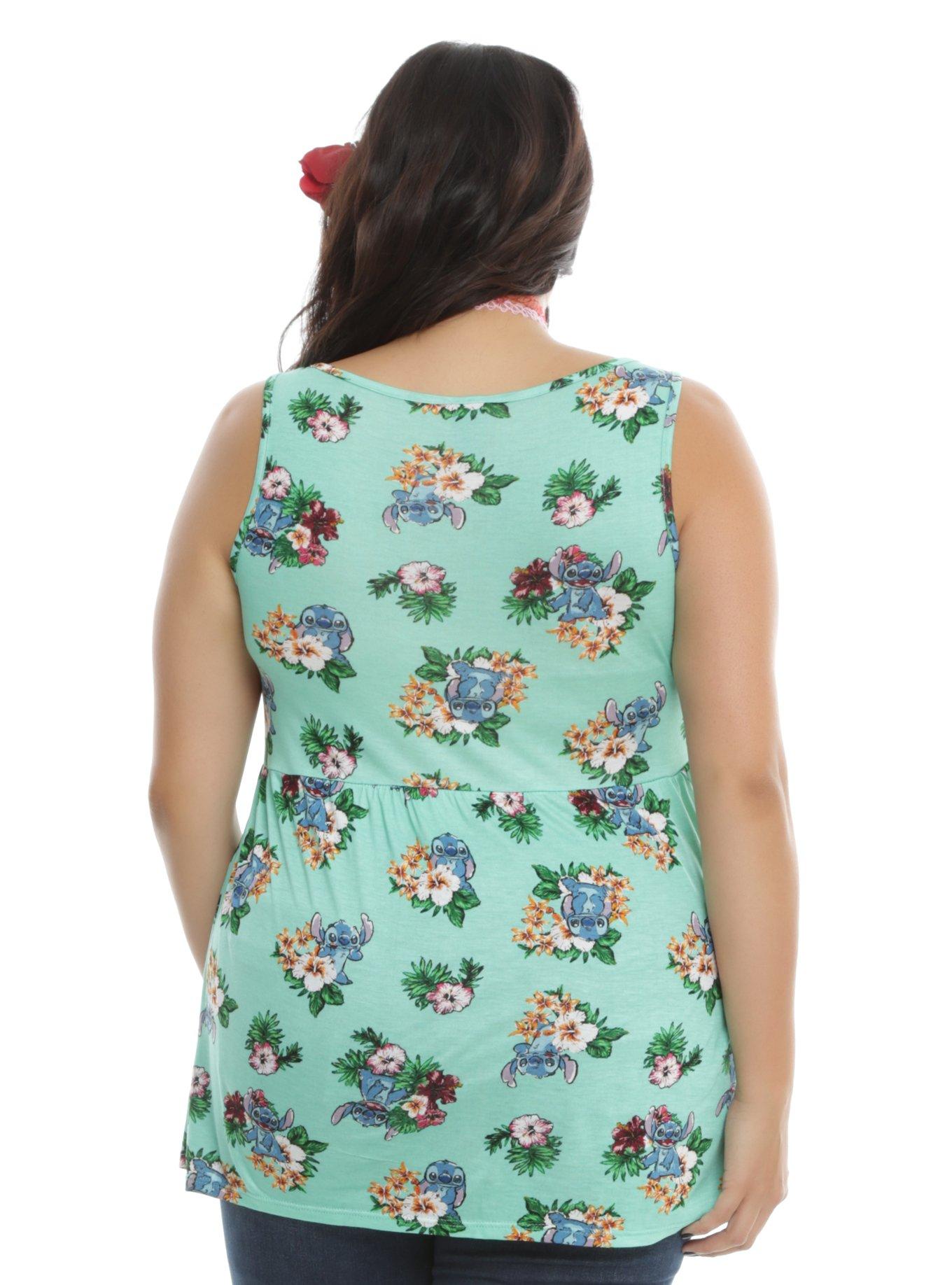 Disney Lilo & Stitch Floral Girls Tank Top Plus Size, , alternate