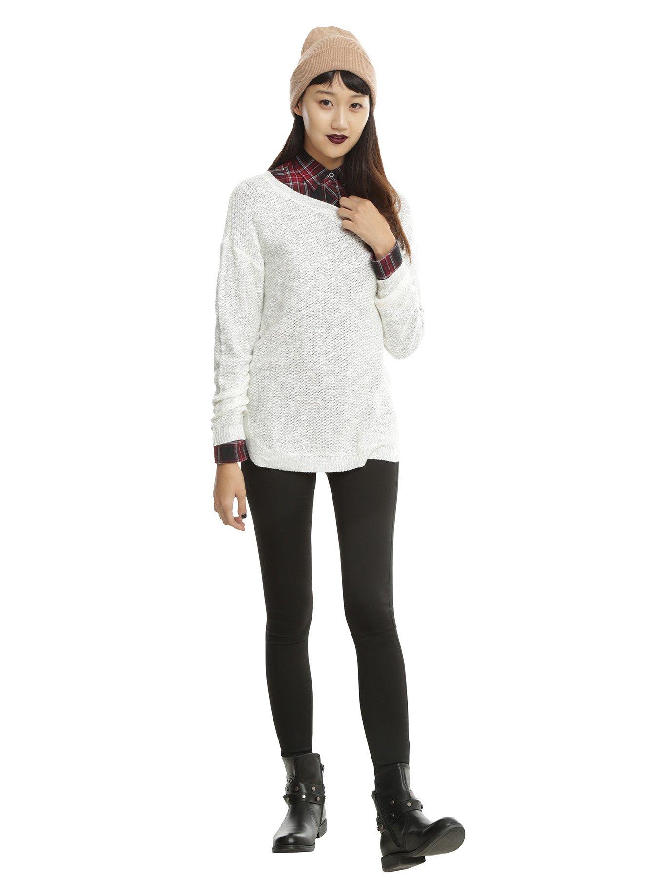 Ivory Drop Shoulder Angel Wing Girls Sweater, , alternate