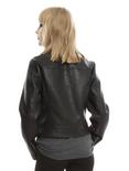 Black Faux Leather Girls Motorcycle Jacket, , alternate