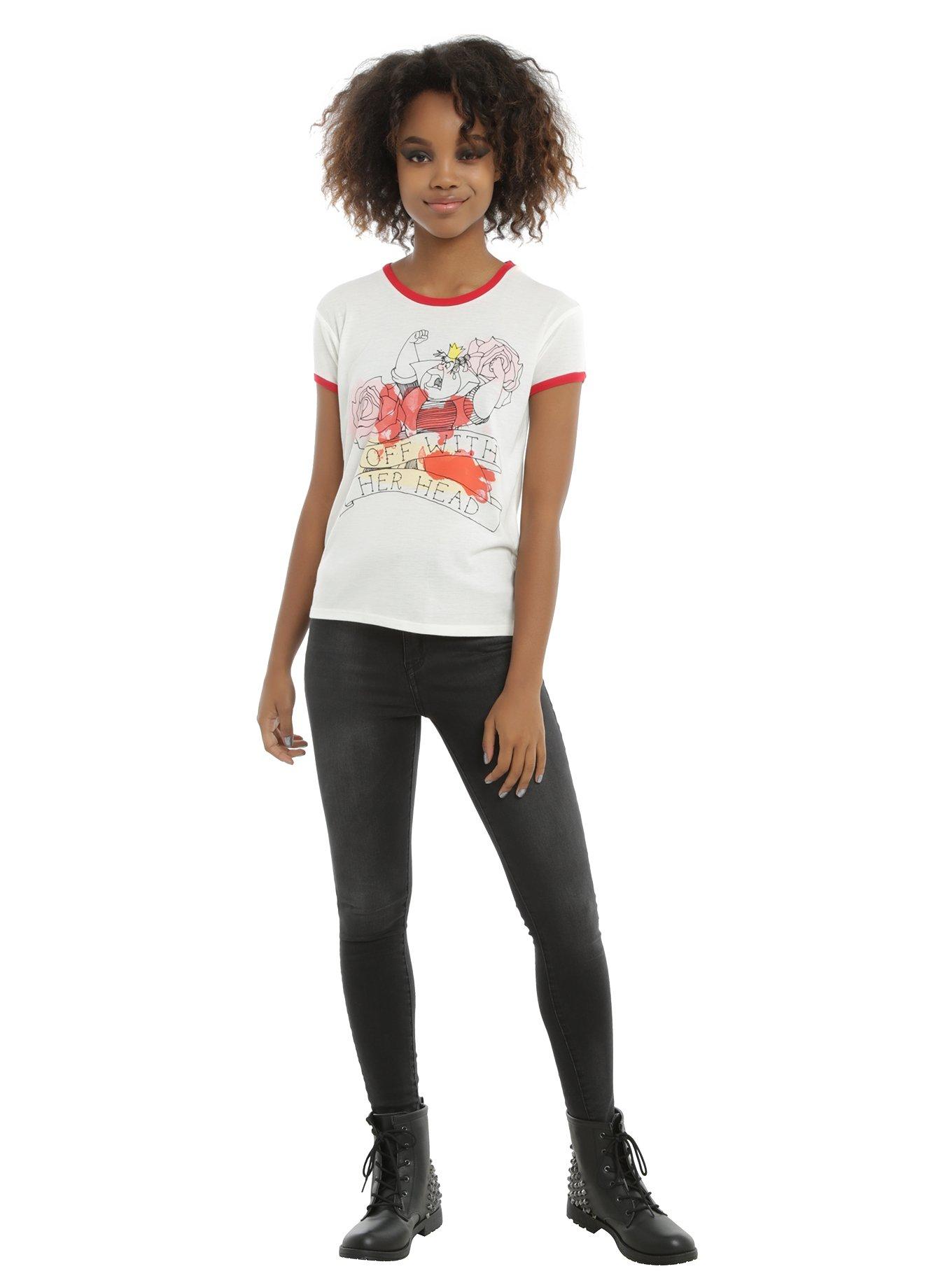 Disney Alice In Wonderland Queen Of Hearts Girls Ringer T-Shirt, , alternate
