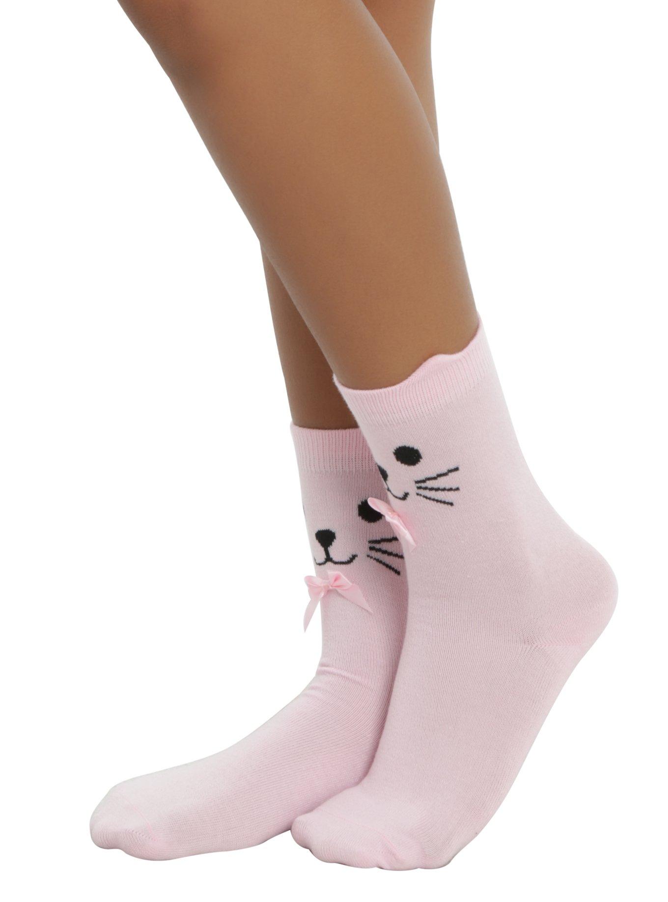 Blackheart Pink Kitty Ankle Socks, , alternate